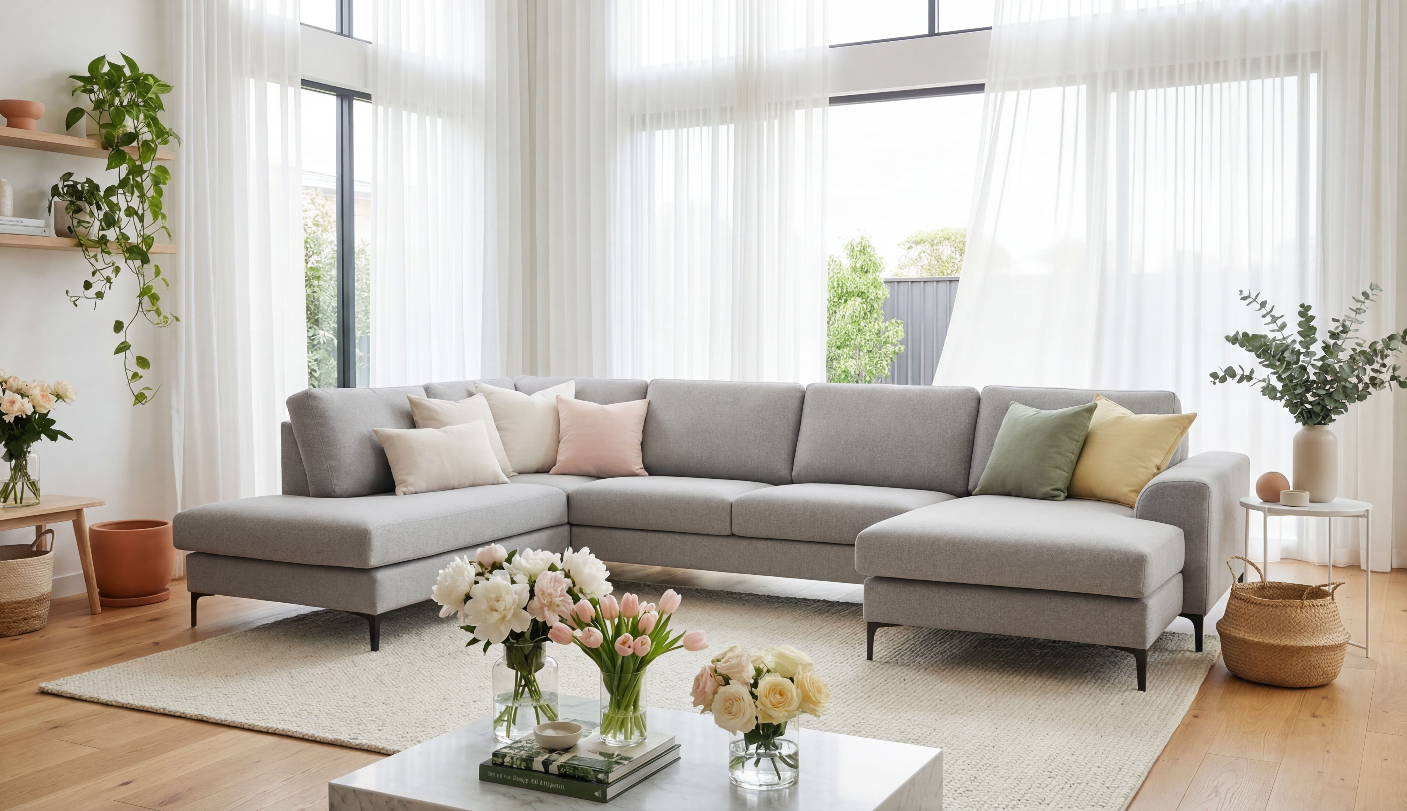 OTTO home Wohnlandschaft Henry, U-Form, Breite 363 cm, mit Metallbeinen, Wellenunterfederung, wasserabweisender Stoff