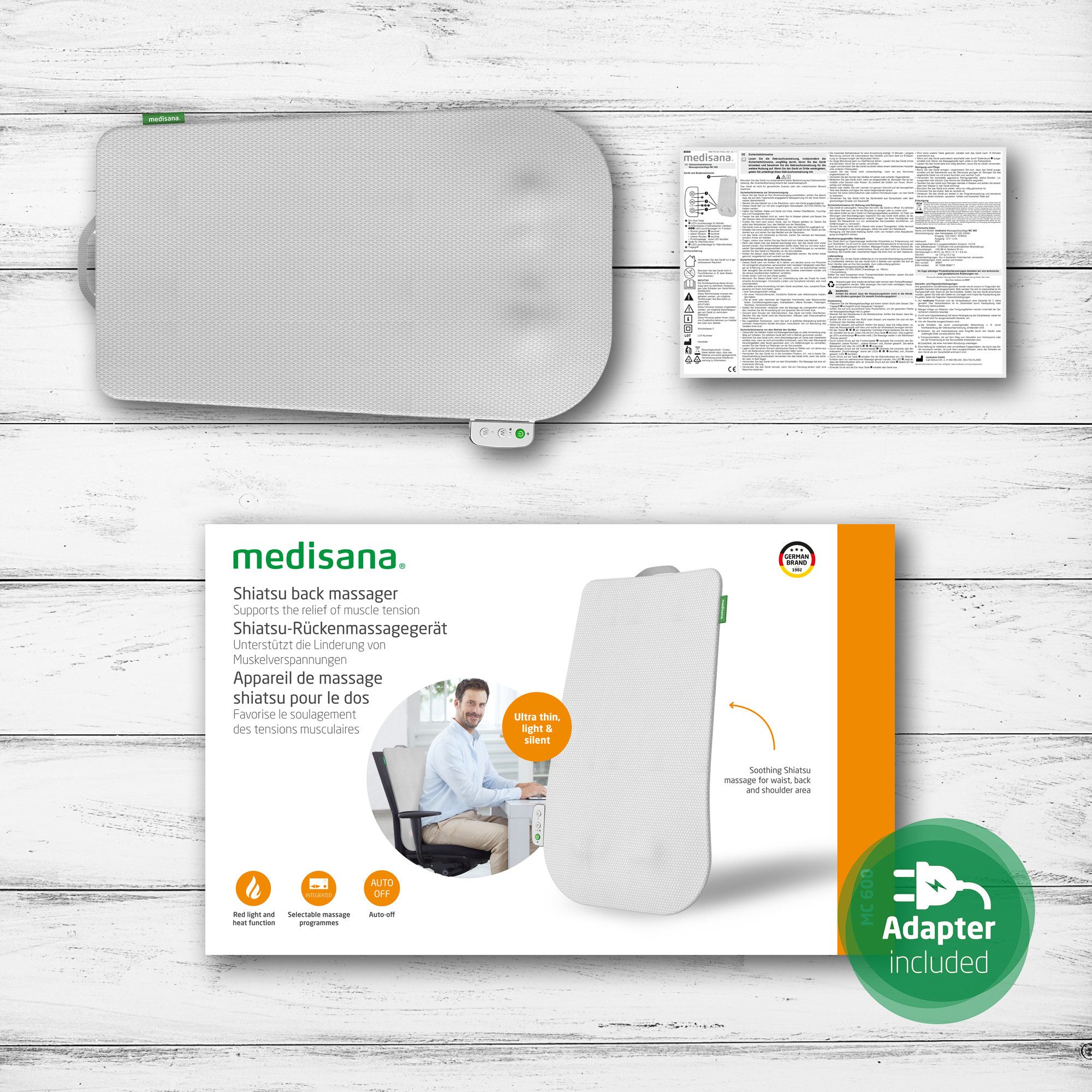 medisana Shiatsu-Massagegerät MC 600, Shiatsu-Massage, Rotlicht- und Wärmefunktion, Massageprogramm wählbar