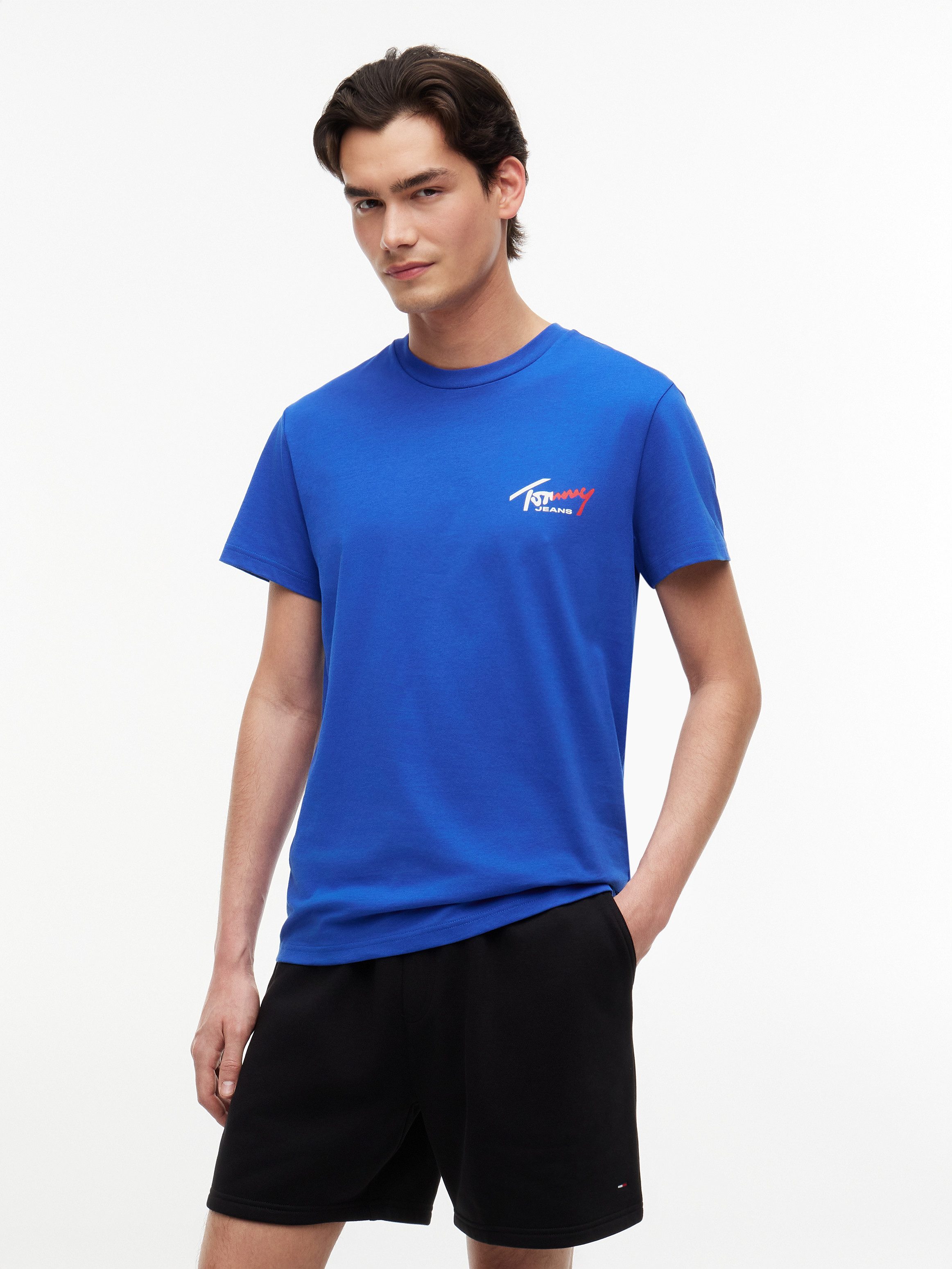 Tommy Jeans T-Shirt TJM SLIM FIT SIGN CHEST mit Markenprint