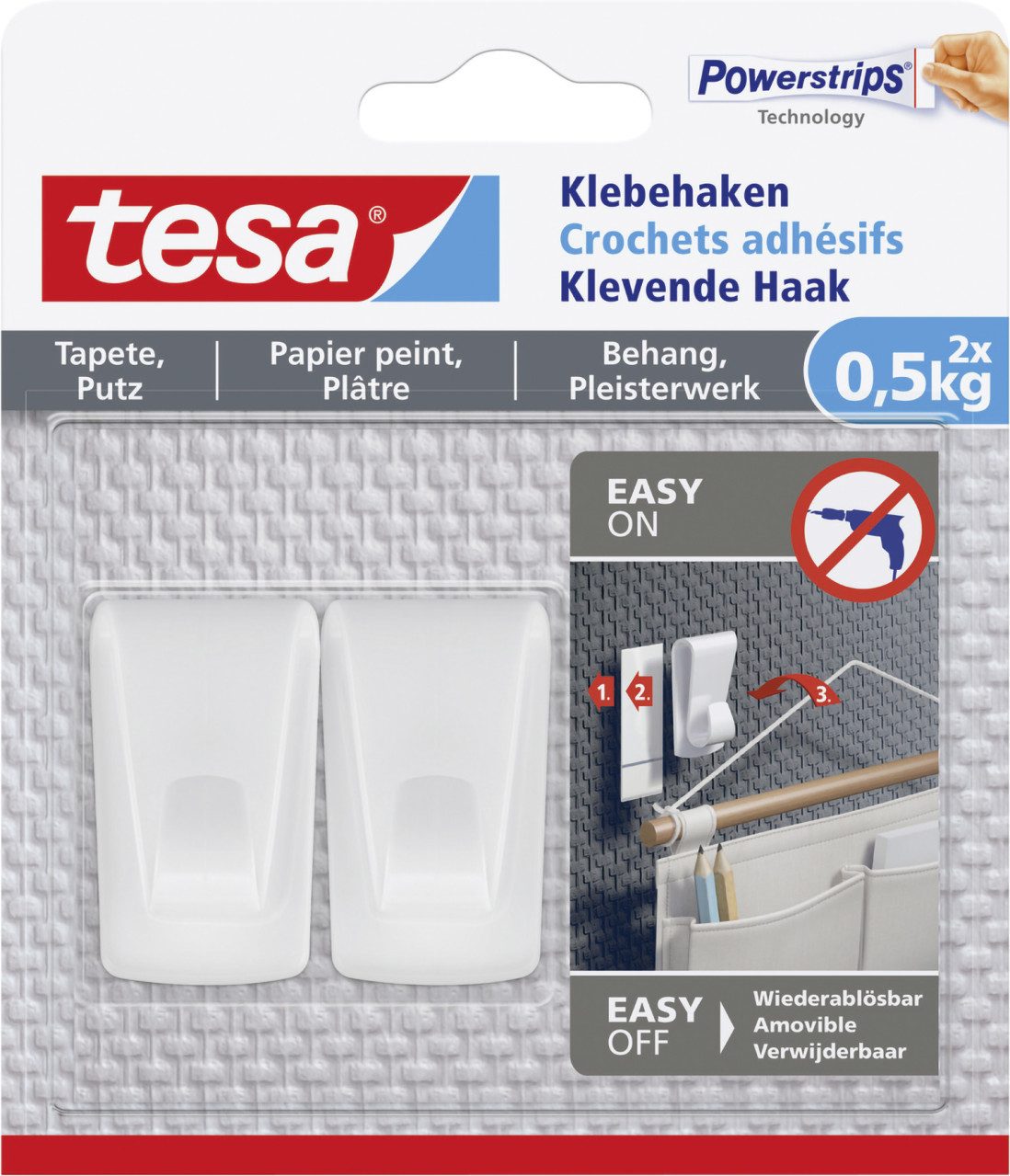 tesa Klebeband tesa Haken Powerstrips Tapeten & Putz 2er-Set