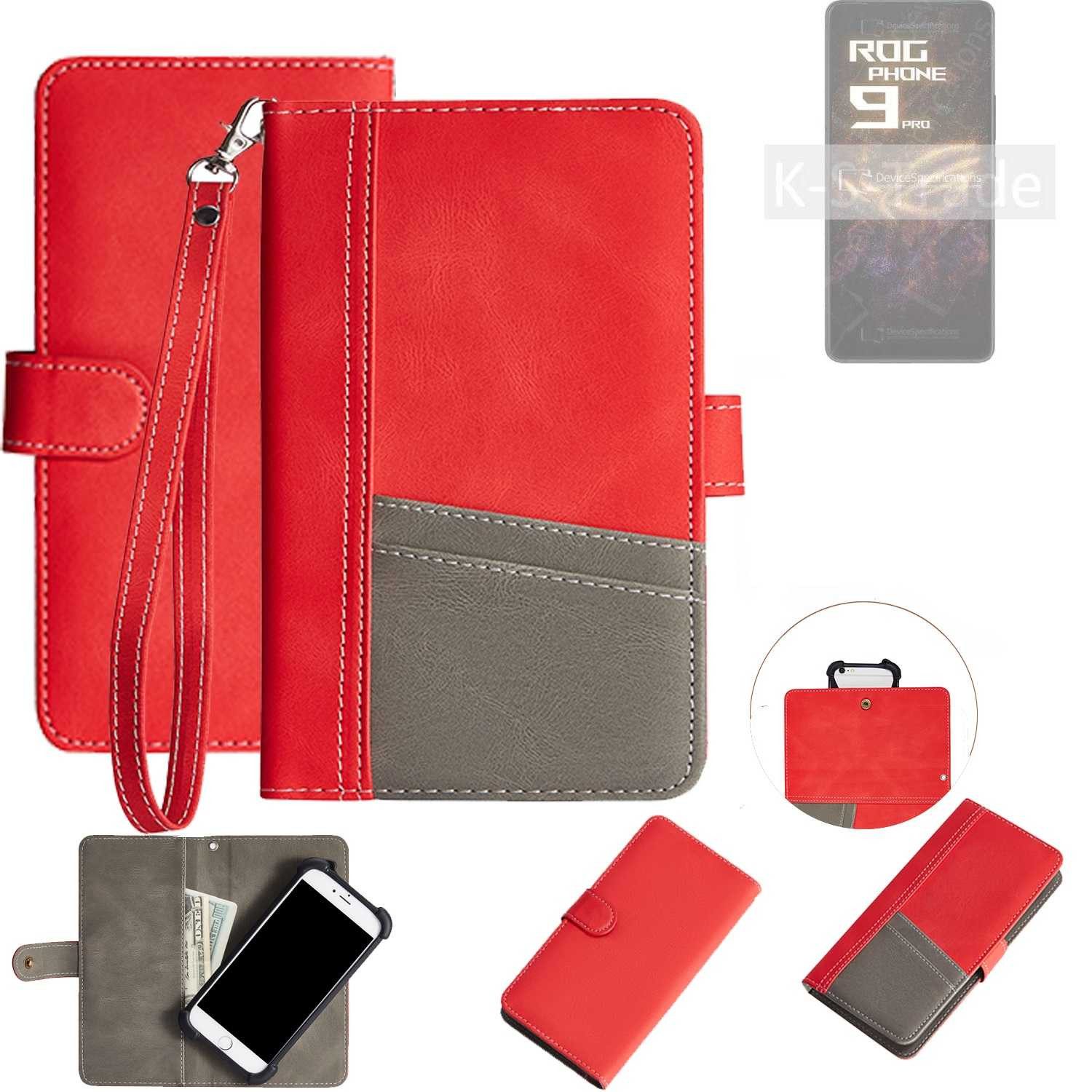 K-S-Trade Handyhülle für Asus ROG Phone 9 Pro, Handy Schutzhülle Hülle Portemonnee Brieftasche Klapphülle