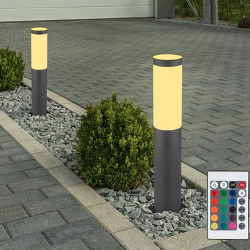 etc-shop LED Außen-Stehlampe, Leuchtmittel inklusive, Warmweiß, Farbwechsel, Sockel Lampe DIMMBAR Garten FERNBEDIENUNG Außen Leuchte