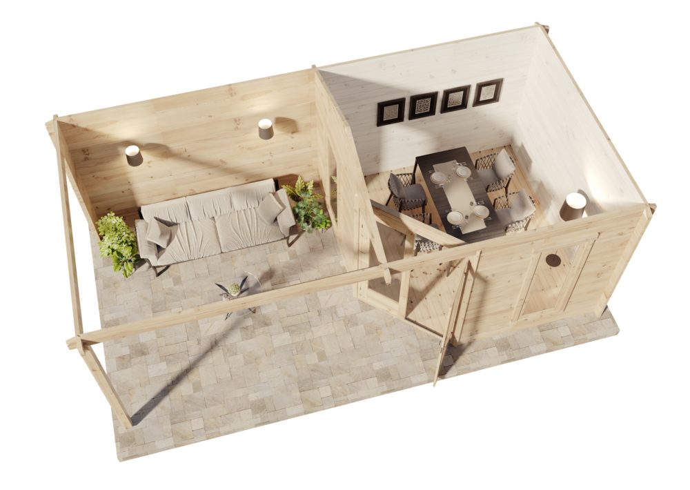 Alpholz Gartenhaus Holz 5-Eck Liwa, BxT: 613,5x316,7 cm, in Naturbelassen mit 28mm Wandstärke