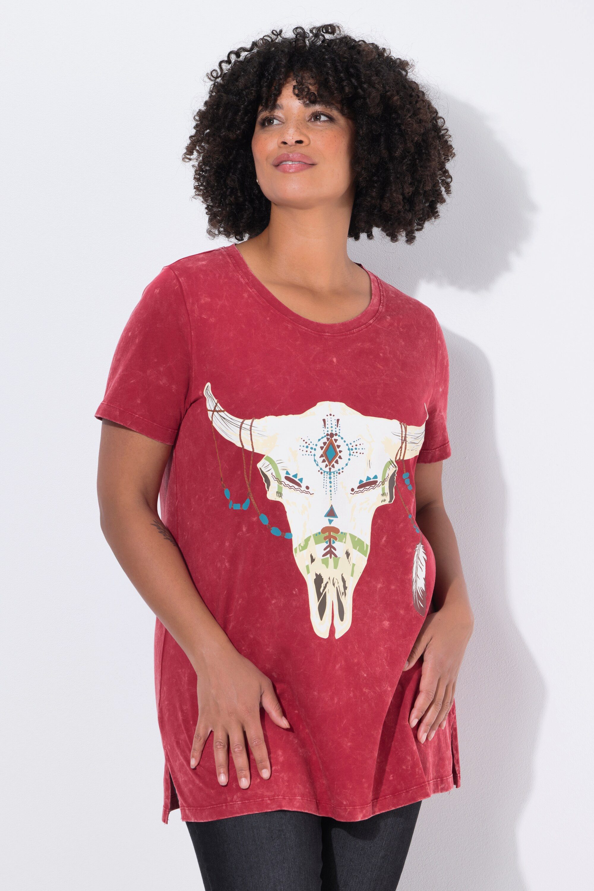 Angel of Style T-Shirt T-Shirt Comfort Fit Kuhschädel-Druck