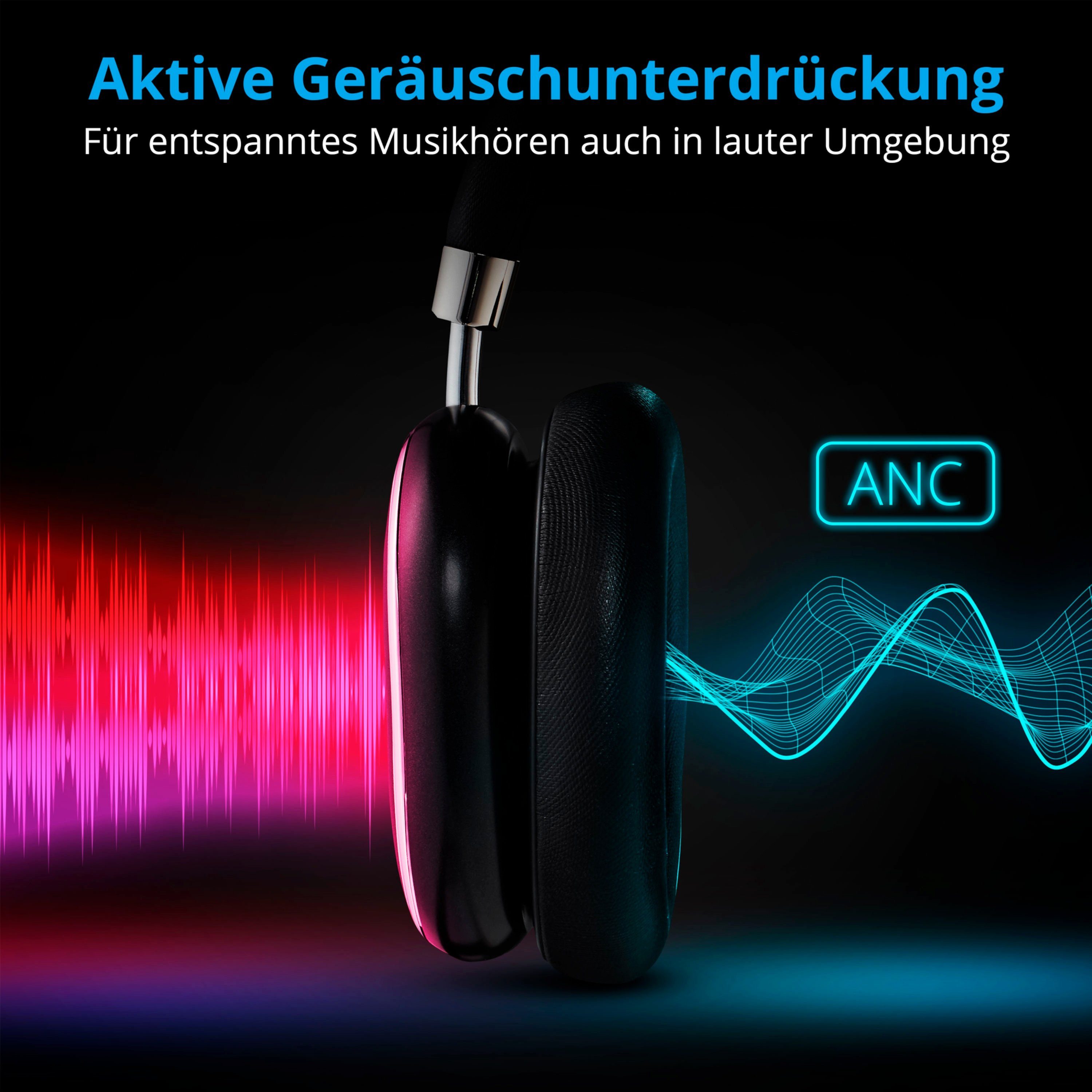 schwarz Mikrofon, Bluetooth Akku, Medion® ANC Integriertes Over-Ear-Kopfhörer Freisprechfunktion Bluetooth, MD43474) (AUX-Eingang, E62474 Integrierte