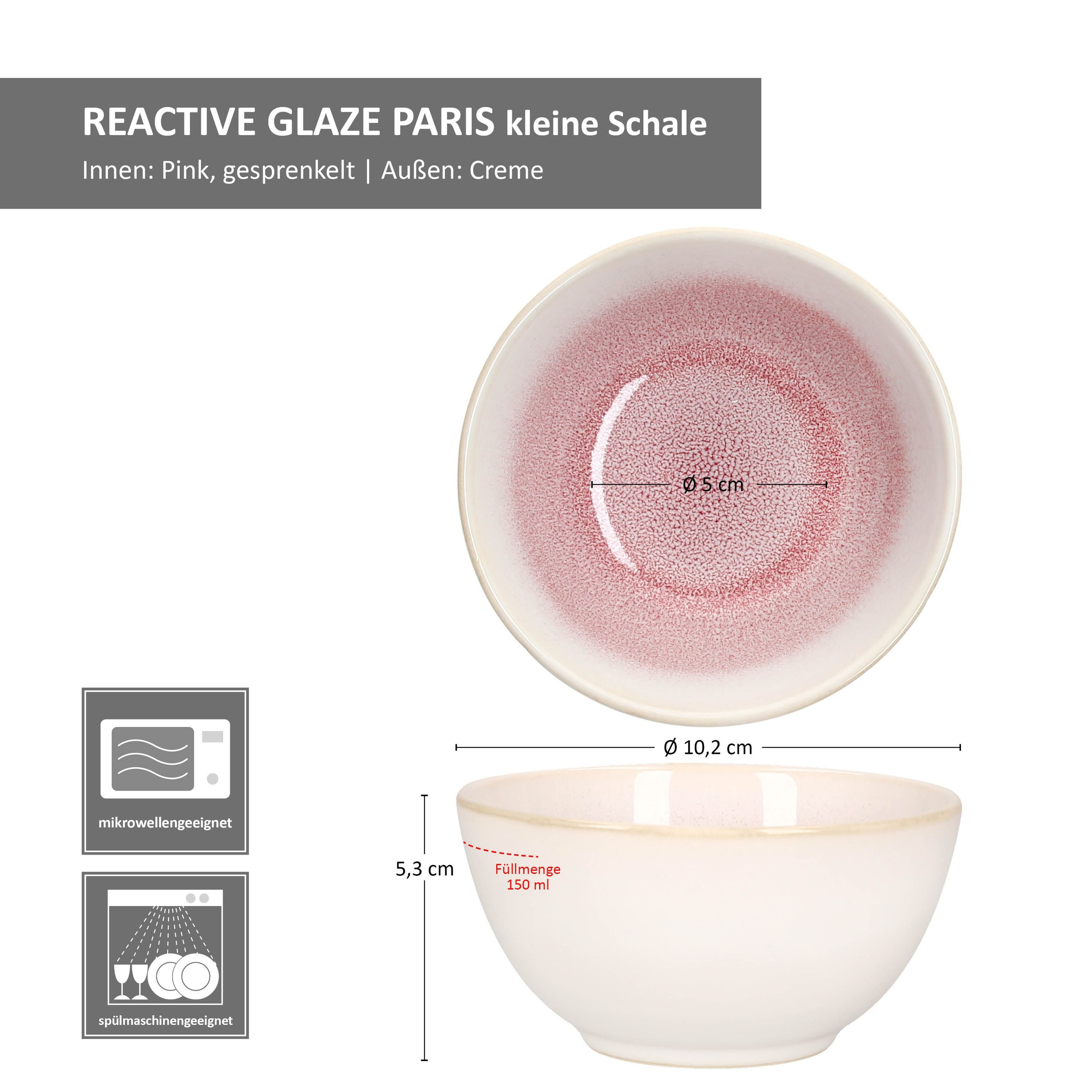 MamboCat Dessertschale 6er Set Reactive Glaze Paris Schale 150ml Pink Schälchen Dessert, Steingut
