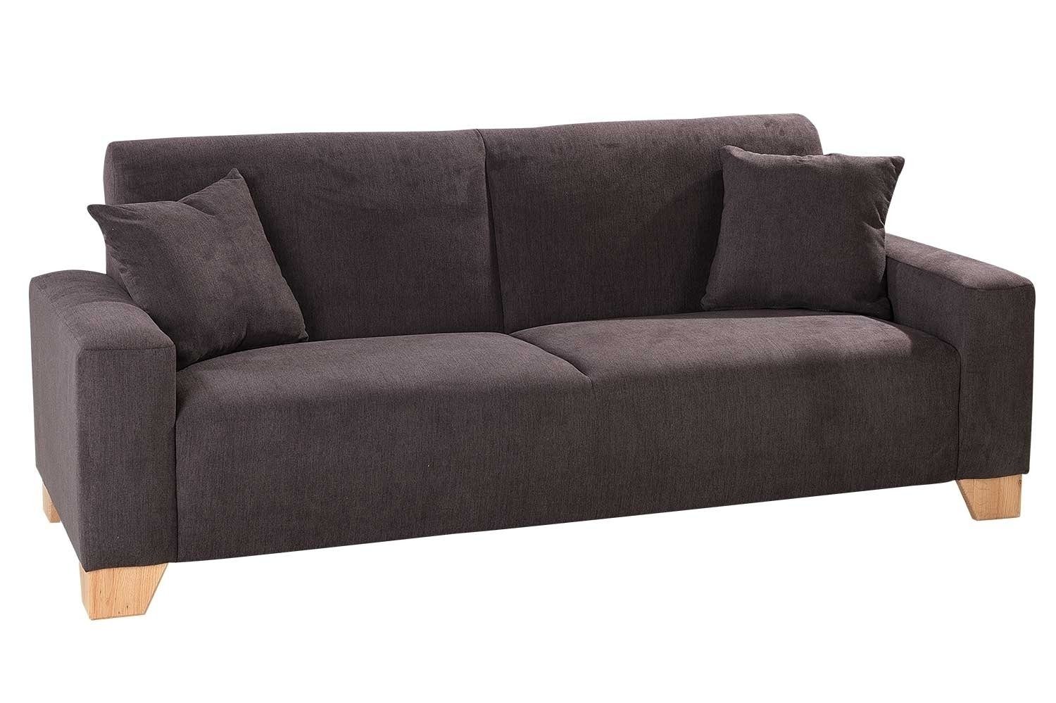 Iwaniccy 3-Sitzer Sofa JULIA, B 201 cm, Dunkelbraun, Mikrofaserbezug, mit 2 Zierkissen