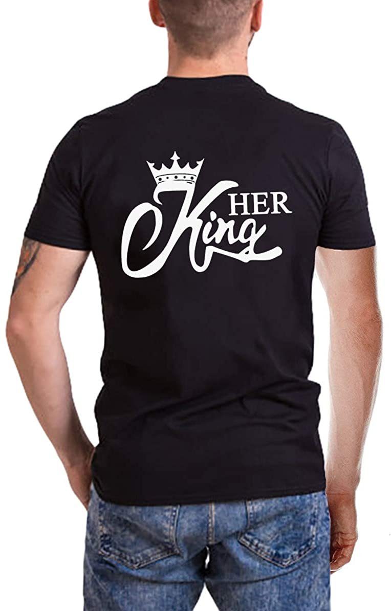 Couples Shop Print-Shirt Her King & His Queen Shirts für Paare mit modischem Print