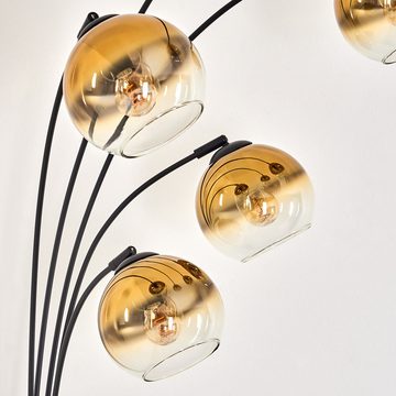 hofstein Stehlampe Stehlampe aus Metall/Glas in Schwarz/Goldfarben/Klar, ohne Leuchtmittel, Leuchte mit Glasschirmen (15cm), Schalter, 5xE14, ohne Leuchtmittel