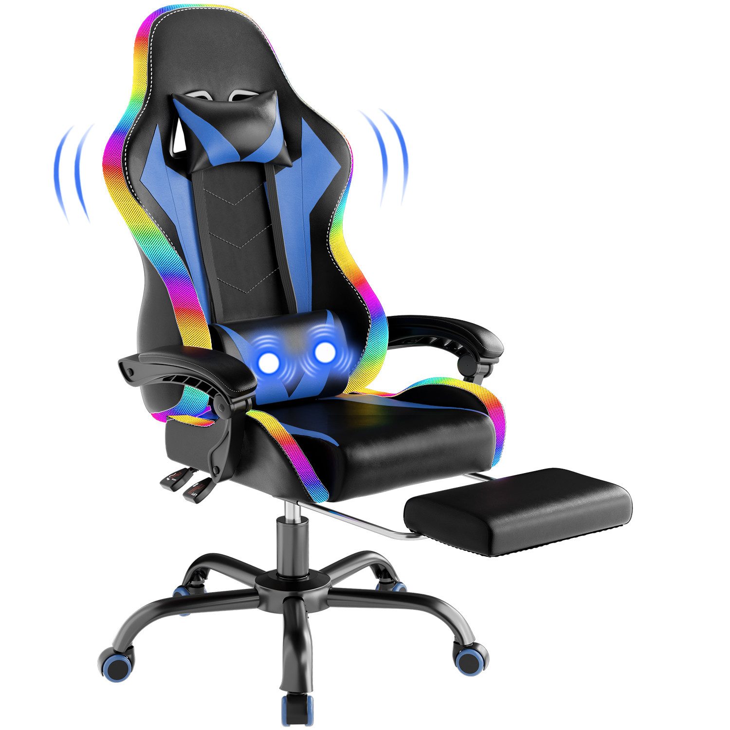 HOMALL Gaming-Stuhl LED Gaming Chair,Massage,Bürostuhl,Gaming Stuhl, günstig online kaufen