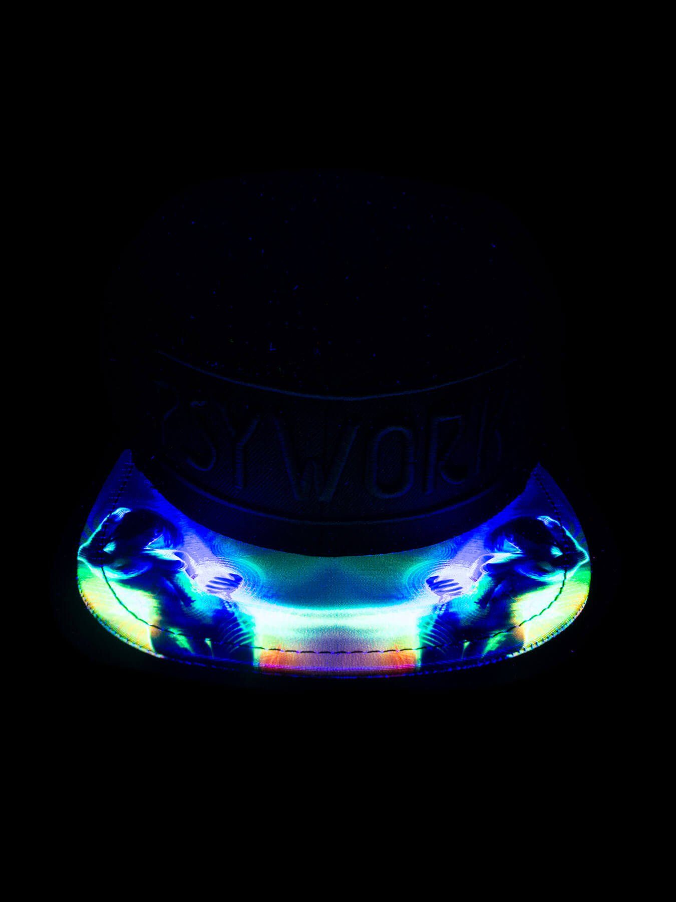 PSYWORK Schwarzlicht "Prismatic", Schwarz Black Cap UV-aktiv, unter leuchtet Neon Schwarzlicht Cap Snapback