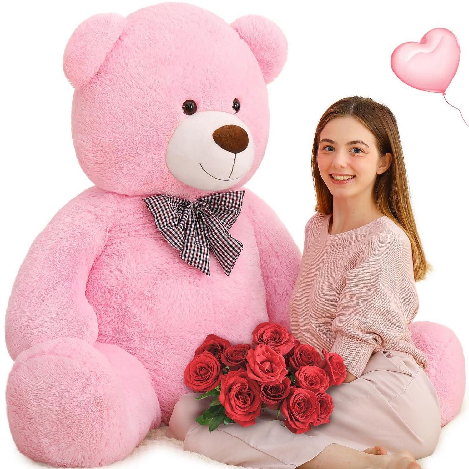 LuxusKollektion Kuscheltier Teddybär 140cm XXL Plüschbär Valentinstag Deko Rosa