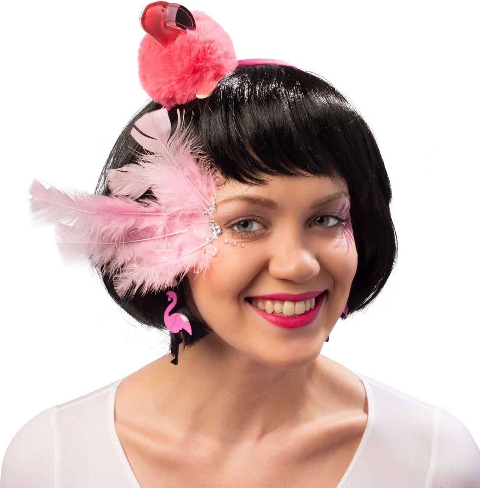 Orlob Haarreif Haarreif Plüsch Flamingo Pink Karneval Fasching Party Cosplay, 1-tlg., Mit Flamingo Plüsch Figur