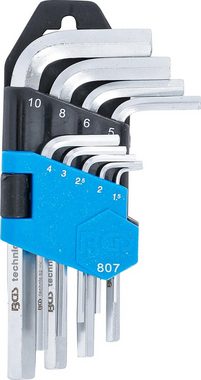 BGS technic Bit-Schraubendreher Winkelschlüssel-Satz, kurz, Innensechskant 1,5 - 10 mm, 9-tlg.