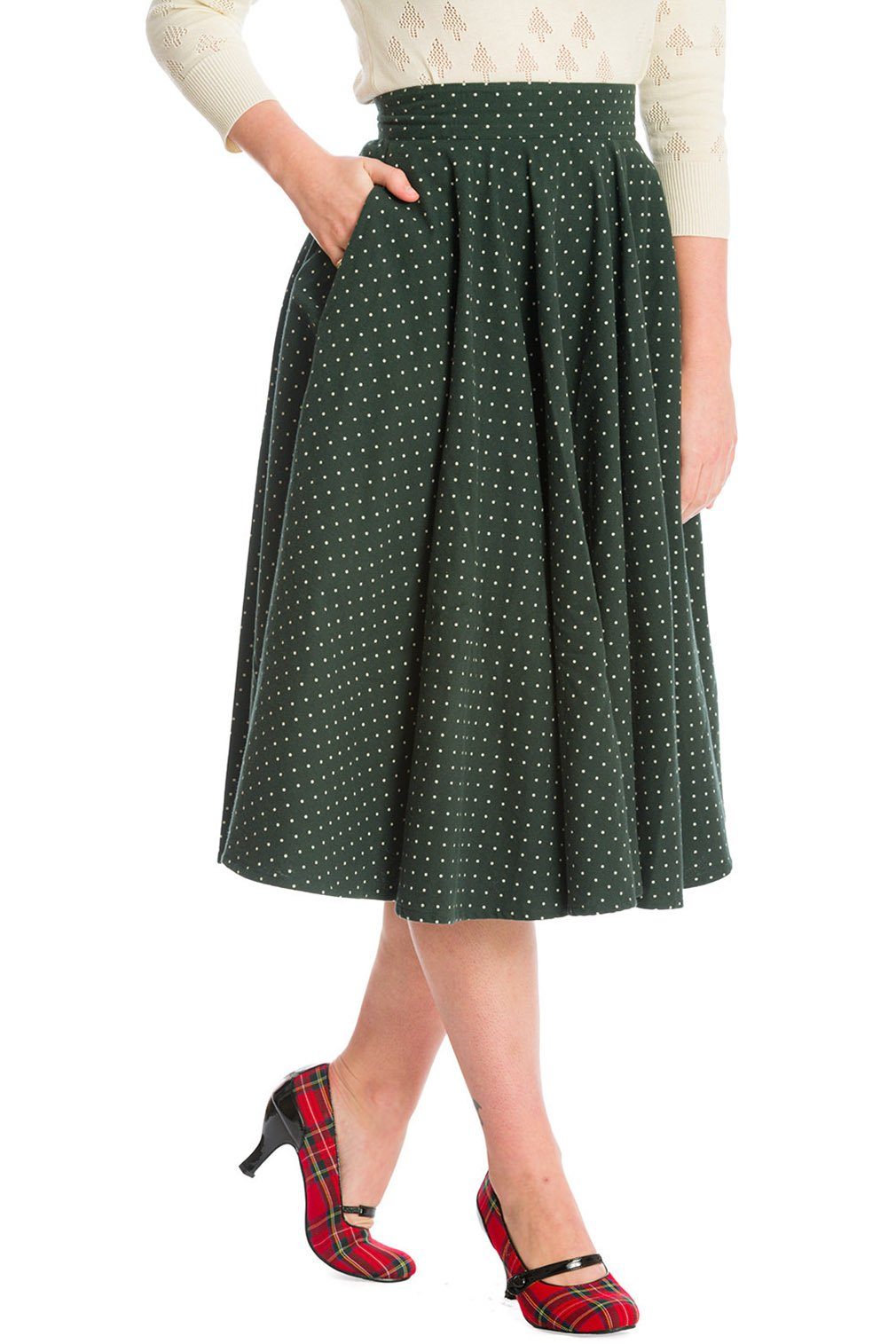 Banned A-Linien-Rock Cosy Spot Grün Retro Vintage Swing Skirt