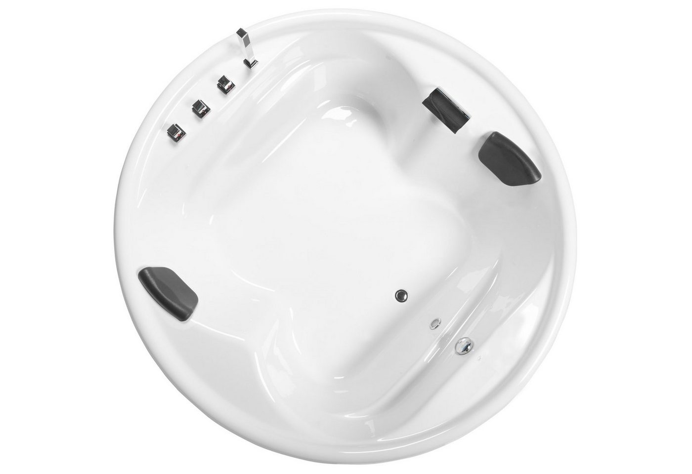 Thumbnail - Basera® Badewanne Podest-Badewanne XXL Gomera Rund 182 x 182 cm für 2 Personen, (Komplett-Set), mit Wasserfall, LED und ...