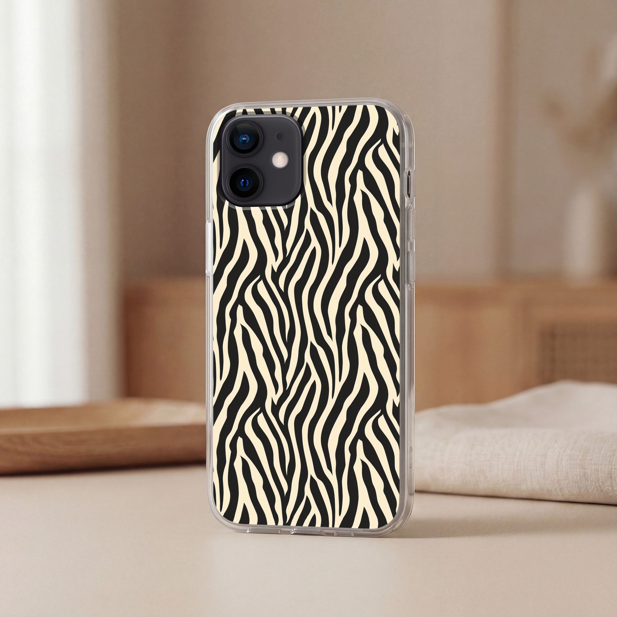 MuchoWow Handyhülle für Apple iPhone 12 Pro Zebra - Druck - Klassisch - Schwarz, Smartphone-Bumper, Print, Handy Schutzhülle Dünn