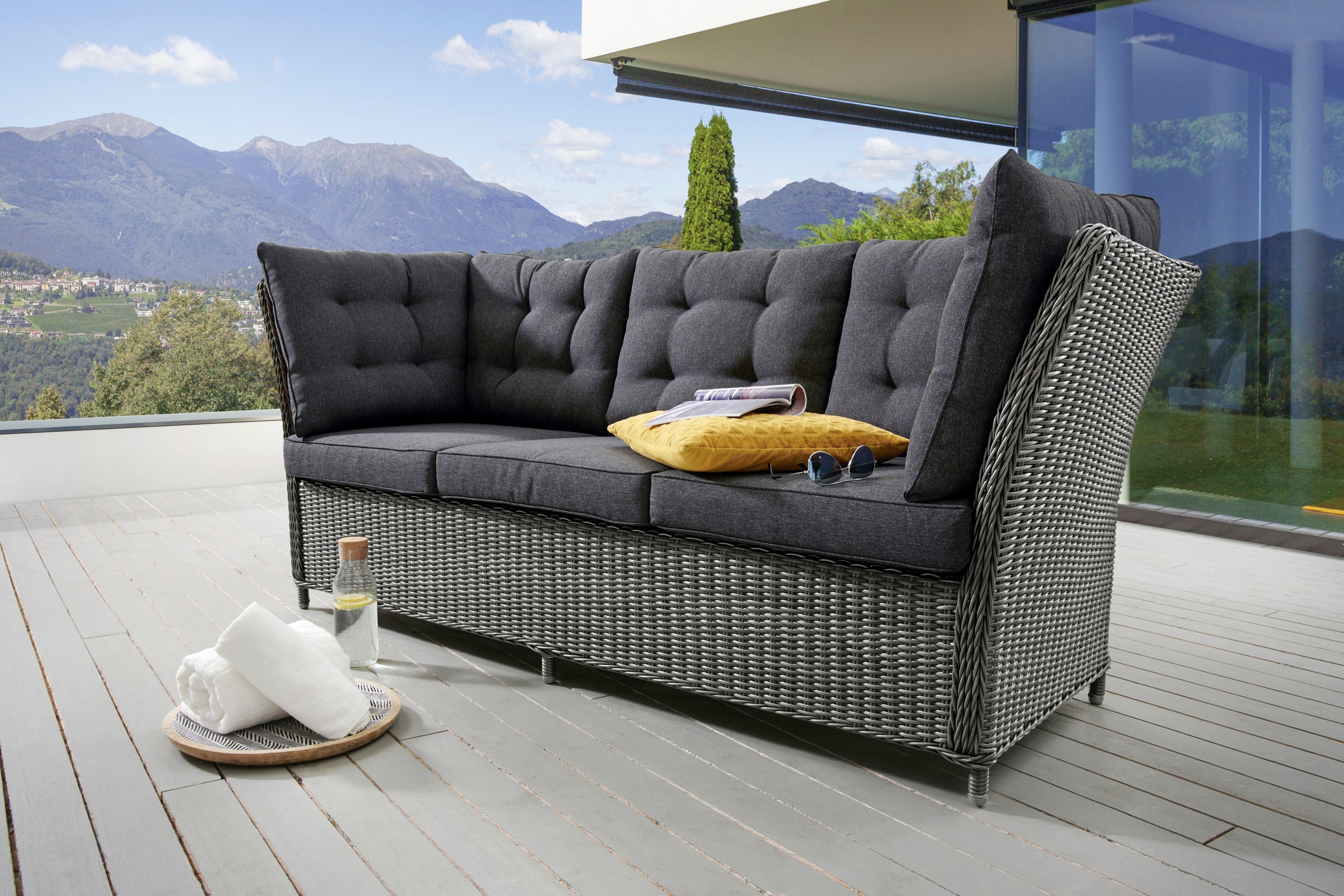 Sitzplätze, Auflagen 3 grau Destiny PALMA, vintage | Loungesofa grau inkl. Polyrattan,