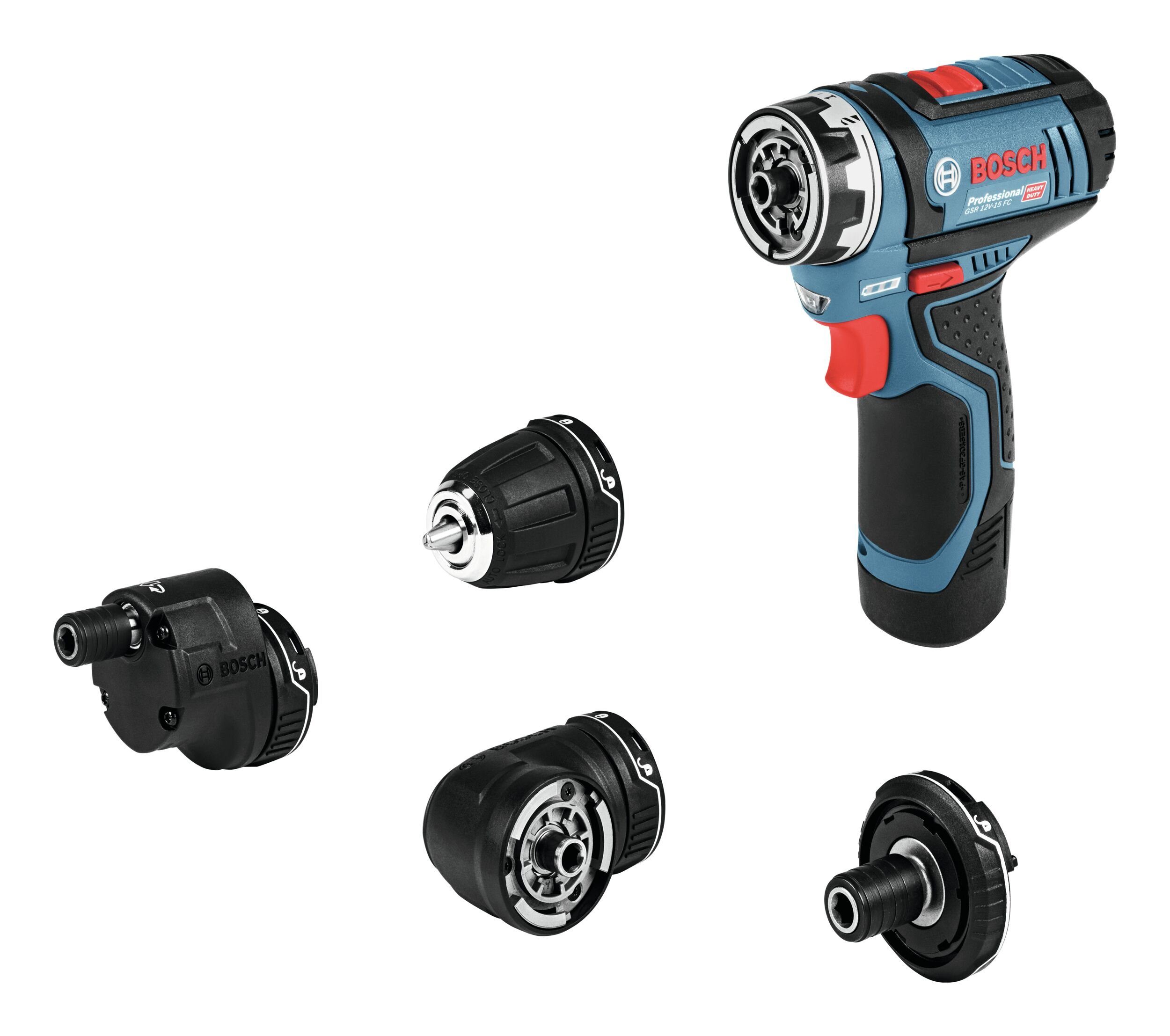 Bosch Professional Akku-Bohrschrauber GSR 12V-15 FC, 12 V, Mit 2x Akku 2 Ah & 1 Aufsatz - in L-BOXX 102