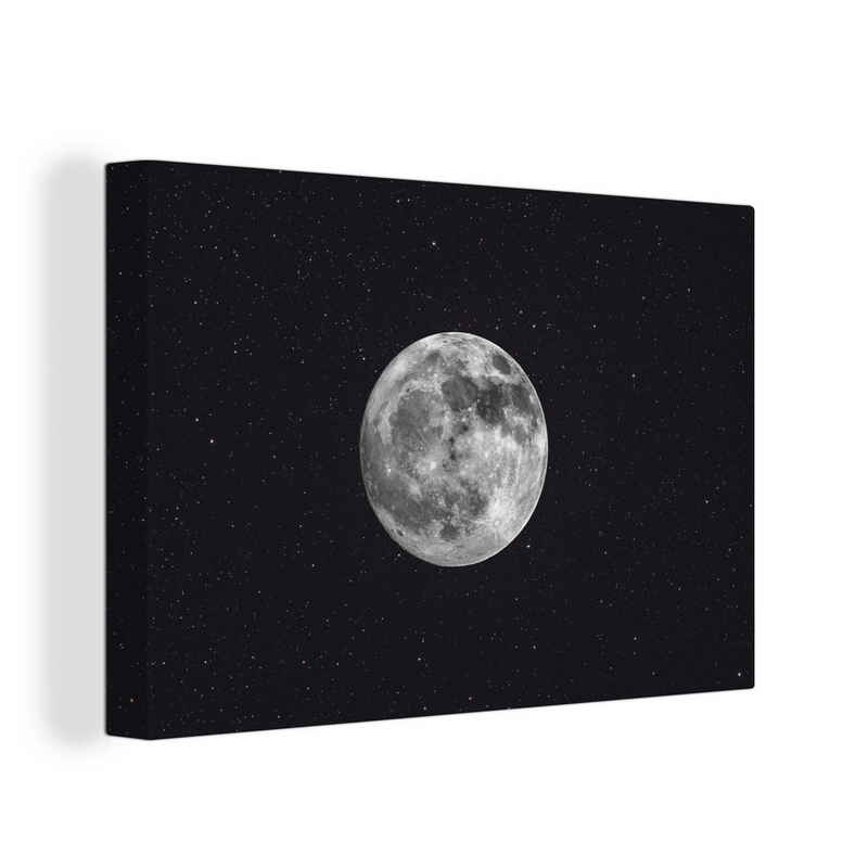 OneMillionCanvasses® Leinwandbild Mond - Sterne - Mondlicht, (1 St), Wandbild Leinwandbilder, Aufhängefertig, Wanddeko, 30x20 cm