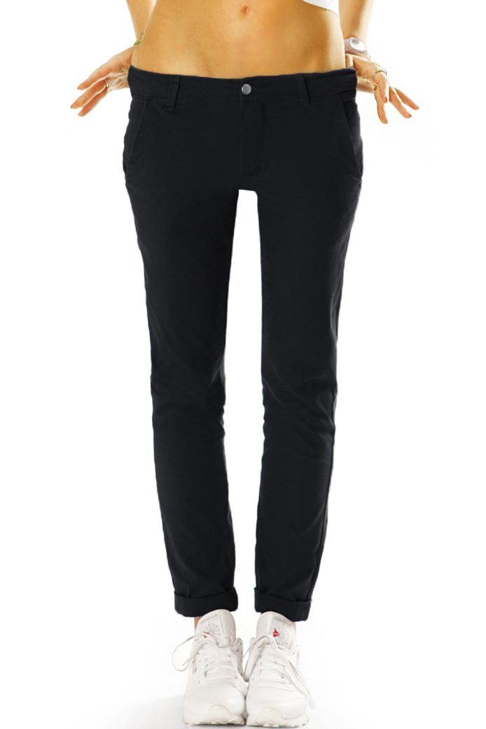 be styled Chinohose Hüftige Chino Hose Stoffhosen mit Stretch, Hüfthosen - Damen - j10m-3 in Unifarben schwarz