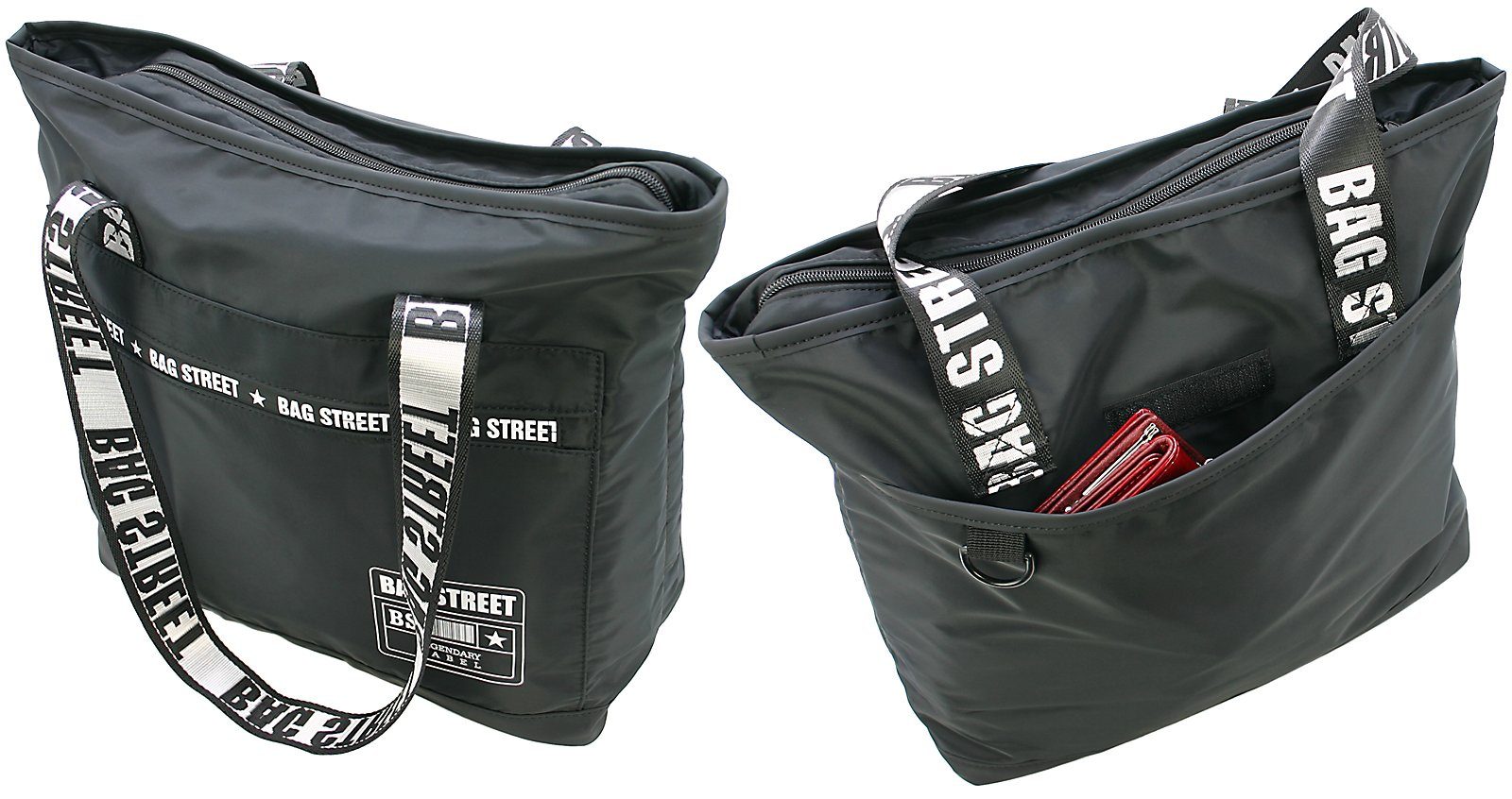 BAG STREET INTERNATIONAL Schultertasche Nylon Shopping Bag mit Henkel-Print