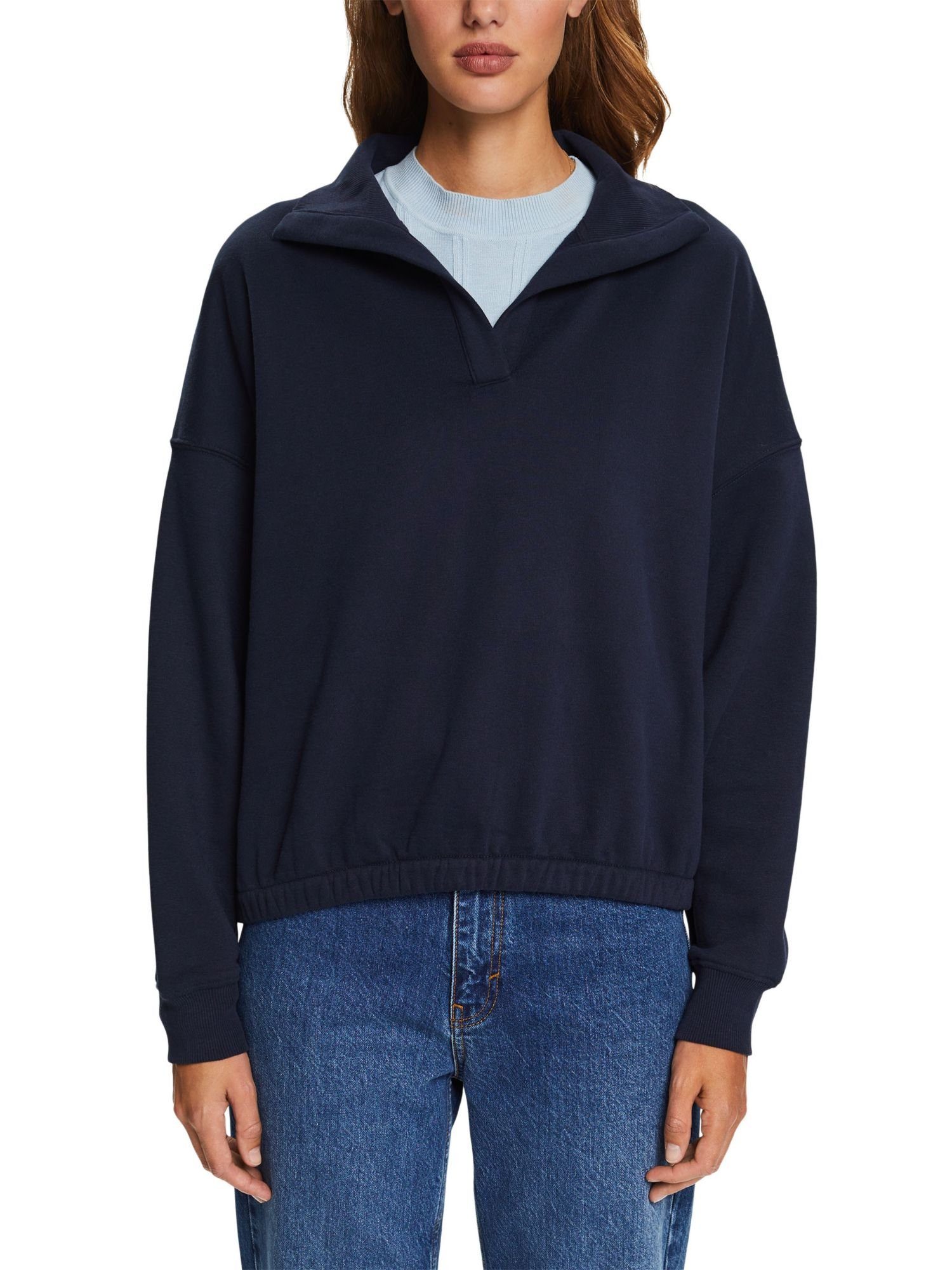 Esprit Sweatshirt (1-tlg) NAVY Fleece Pullover aus