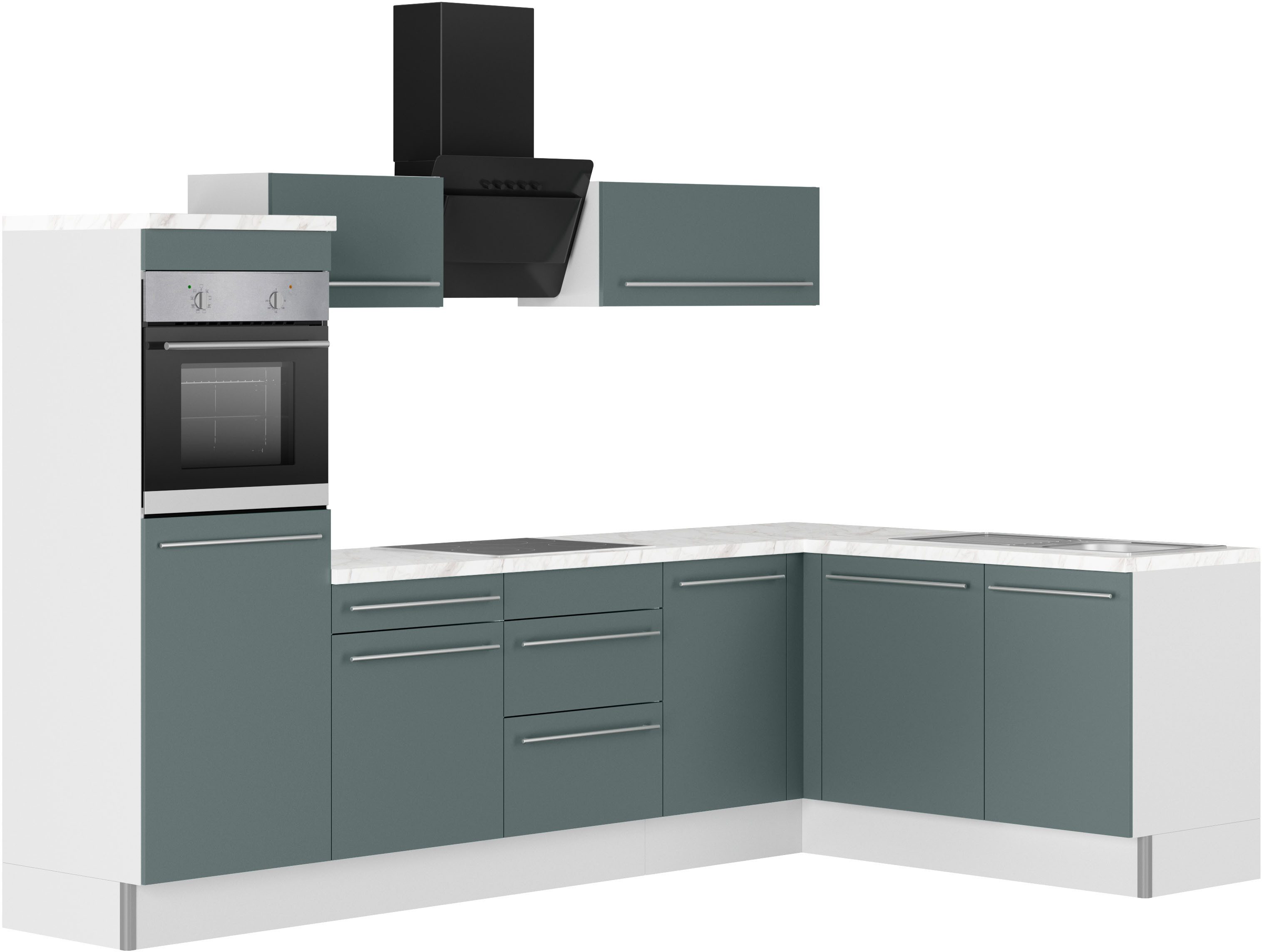 KOCHSTATION Küche KS-Bern2, Stellmaße 295 x 175 cm, wahlweise mit E-Geräten