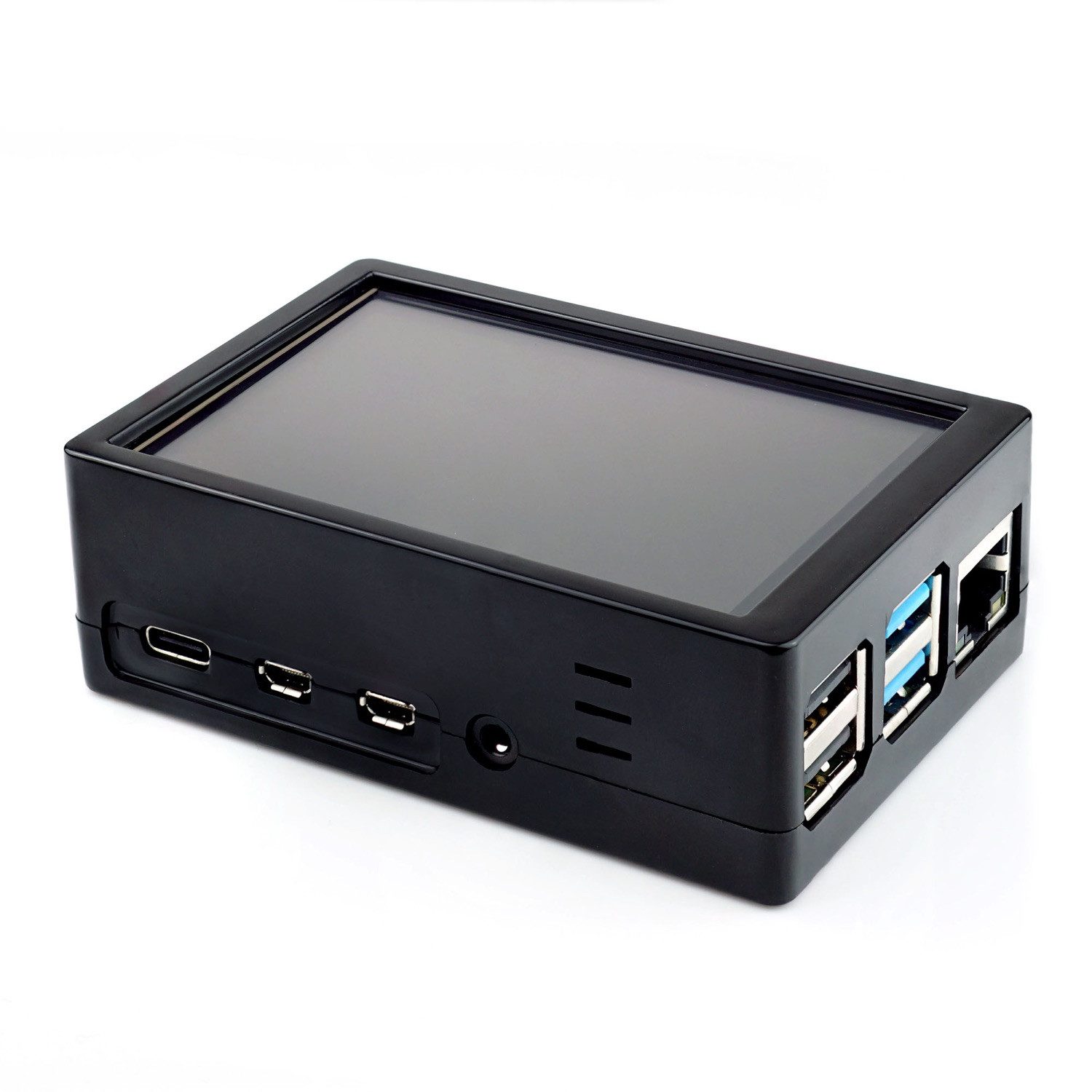 BerryBase PC-Gehäuse Gehäuse für Raspberry Pi 4 und 3,5 Display, schwarz