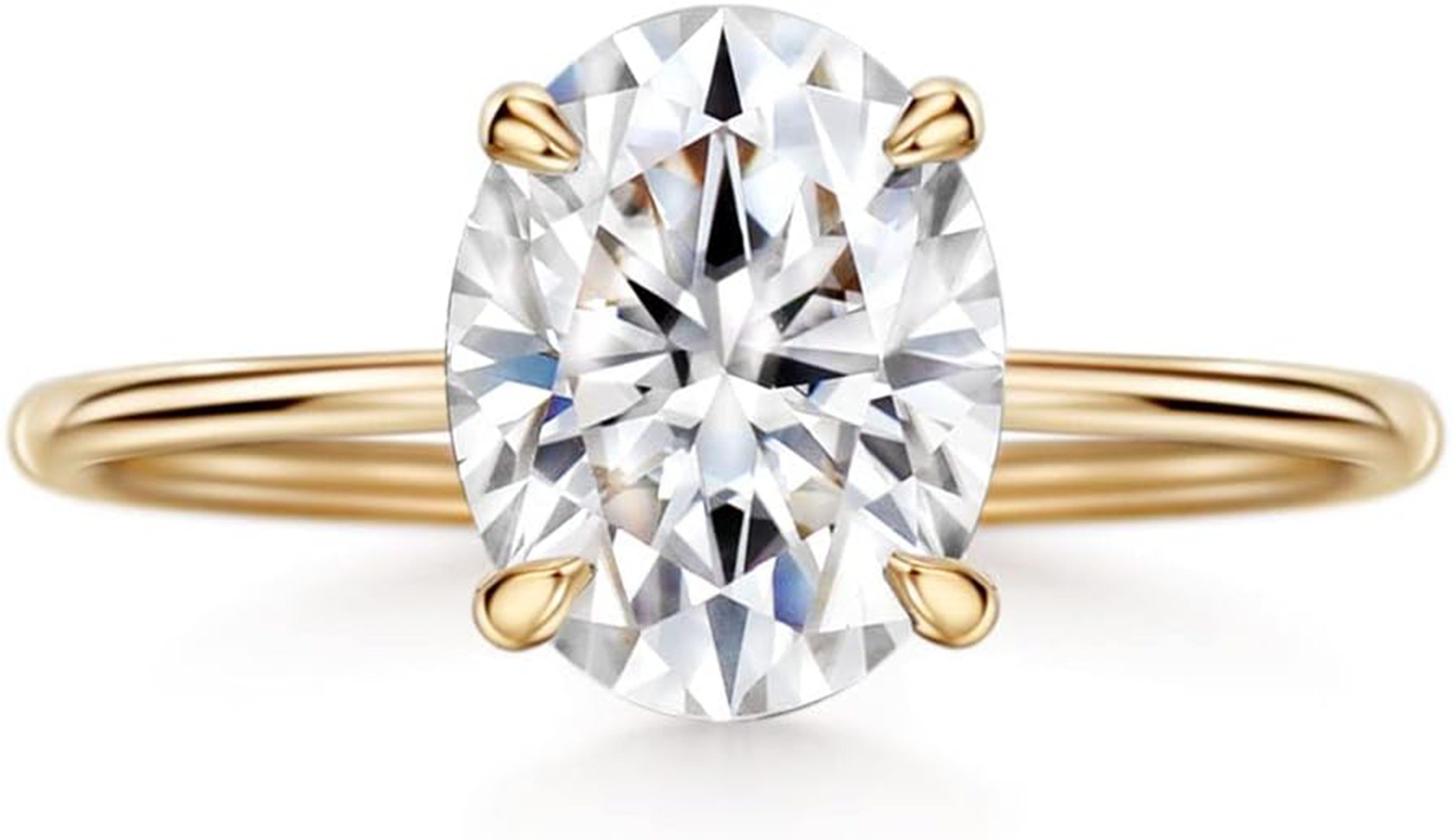 Jumpeak Verlobungsring 585er Gold, 3ct Diamant im Ovalschliff, Diamantring für Damen, D,vs1,2EX,IGI Zertifikat,Damenring,Geschenk zum Jahrestag