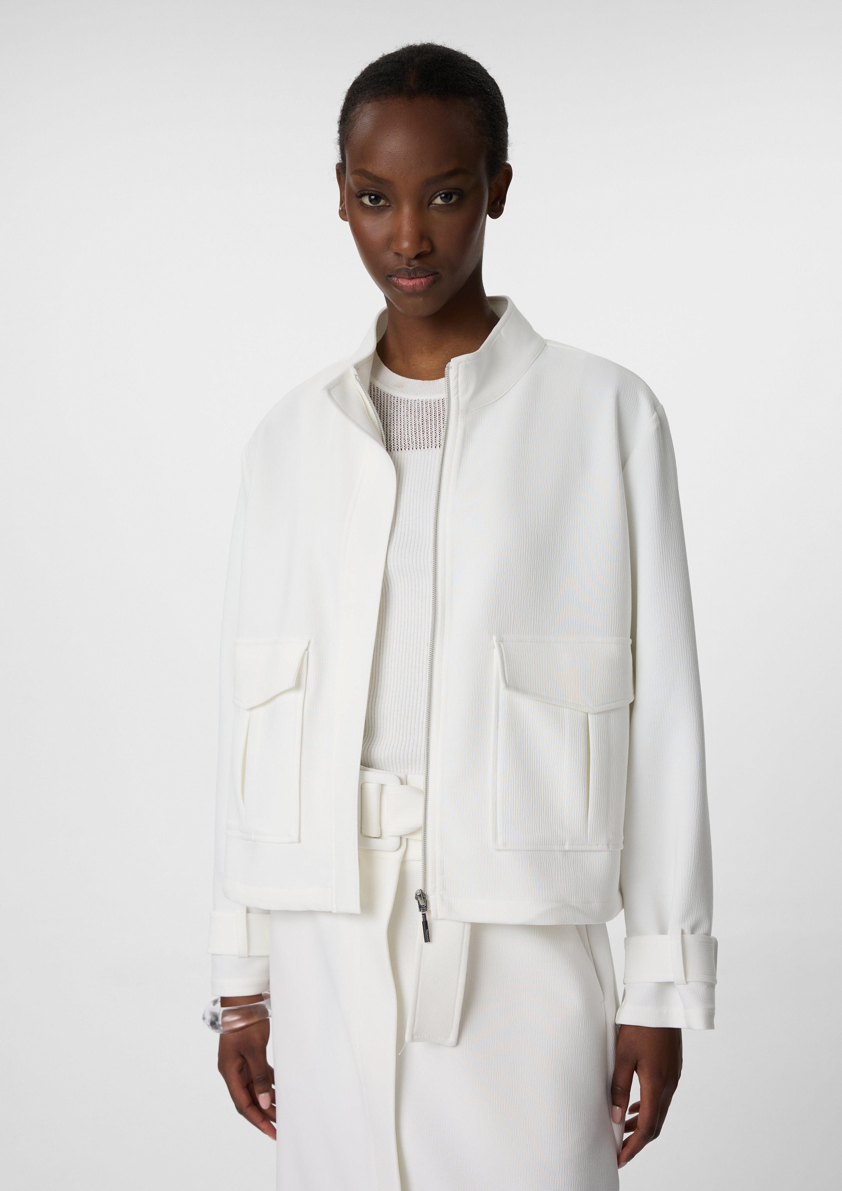 Blusenblazer Weite Blouson-Jacke mit Struktur und Tunnelzug