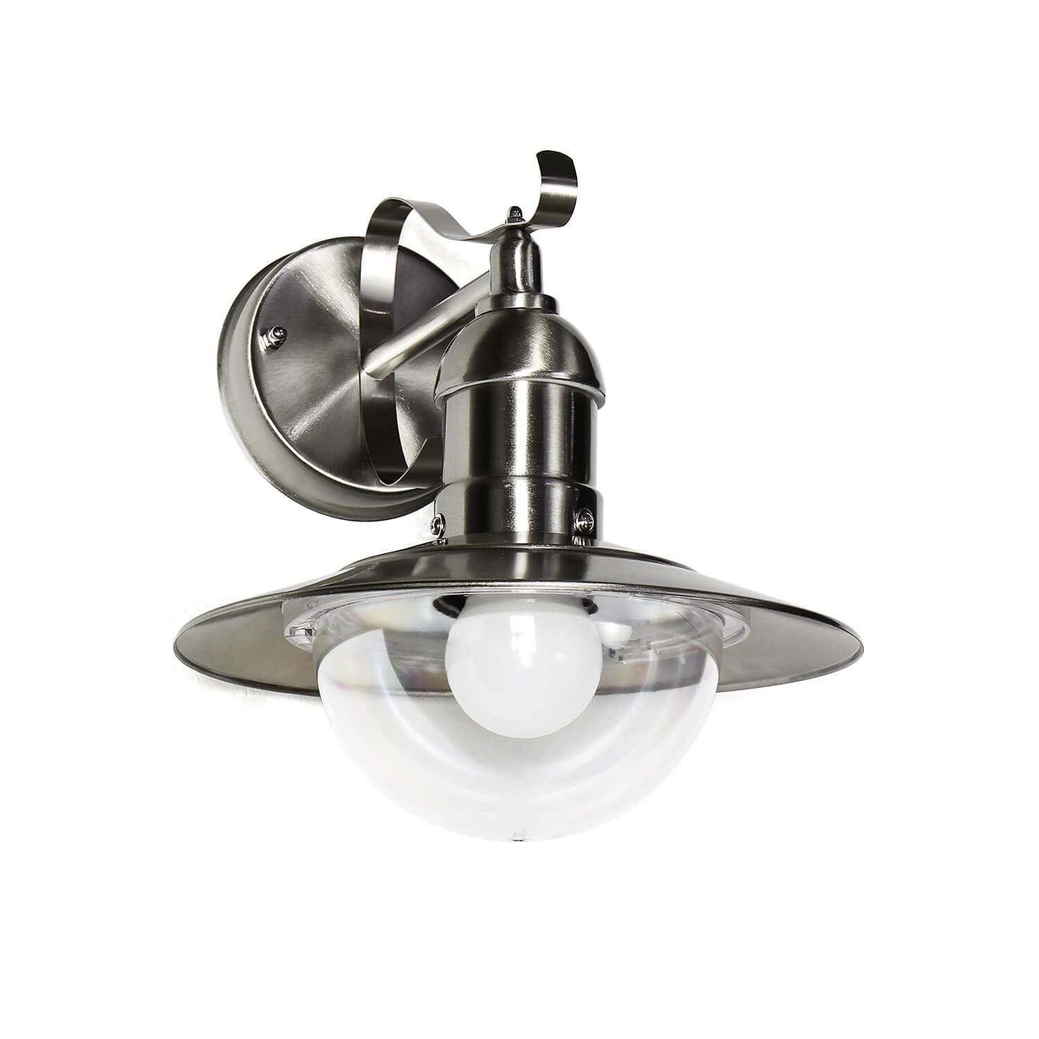 Licht-Erlebnisse Außen-Wandleuchte OSLO, ohne Leuchtmittel, Wandlampe Edelstahl außen maritim Silber Haus Hof Balkon Lampe