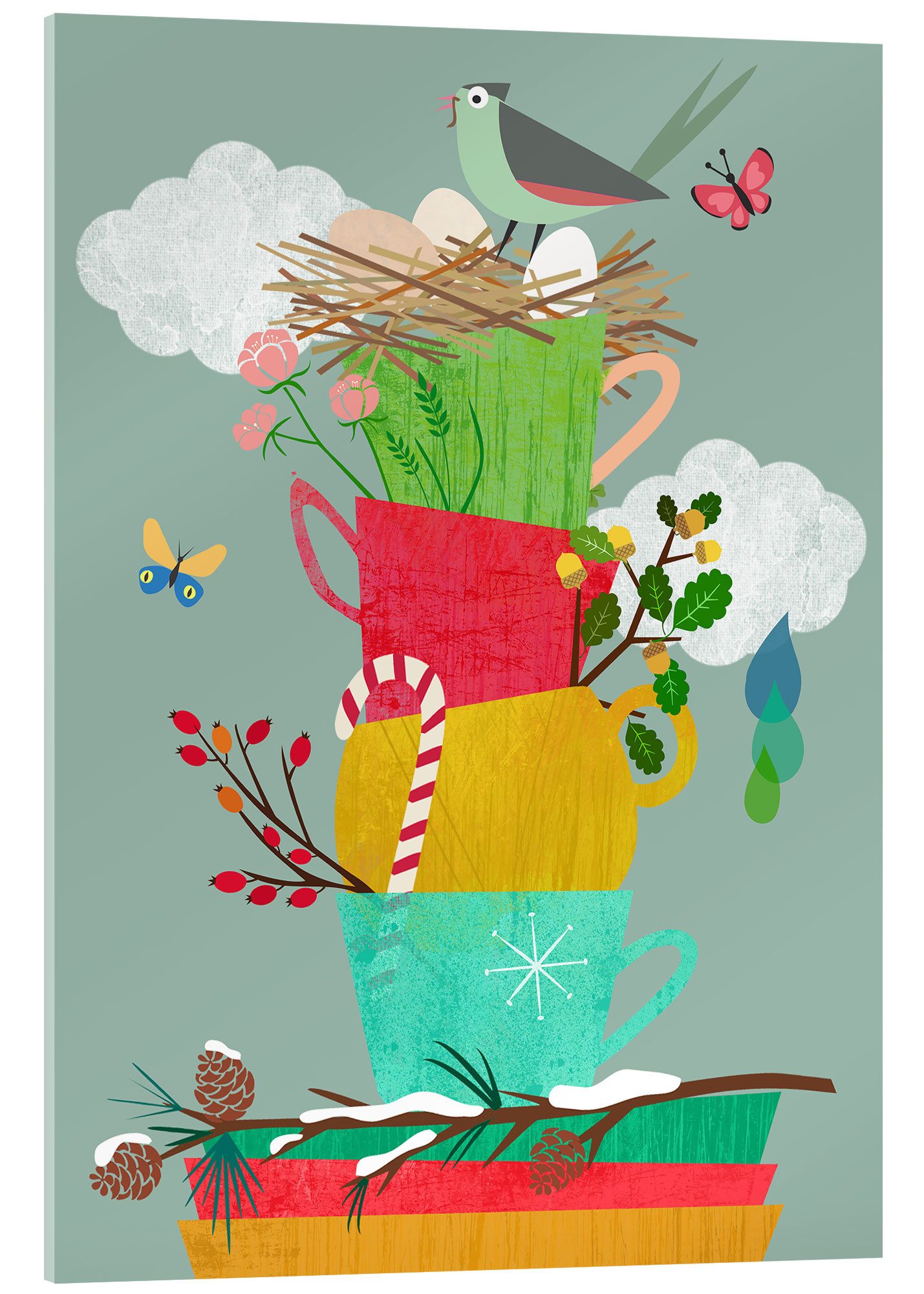 Posterlounge Acrylglasbild Taika Tori, Vier Jahreszeiten, Küche Skandinavisch Illustration