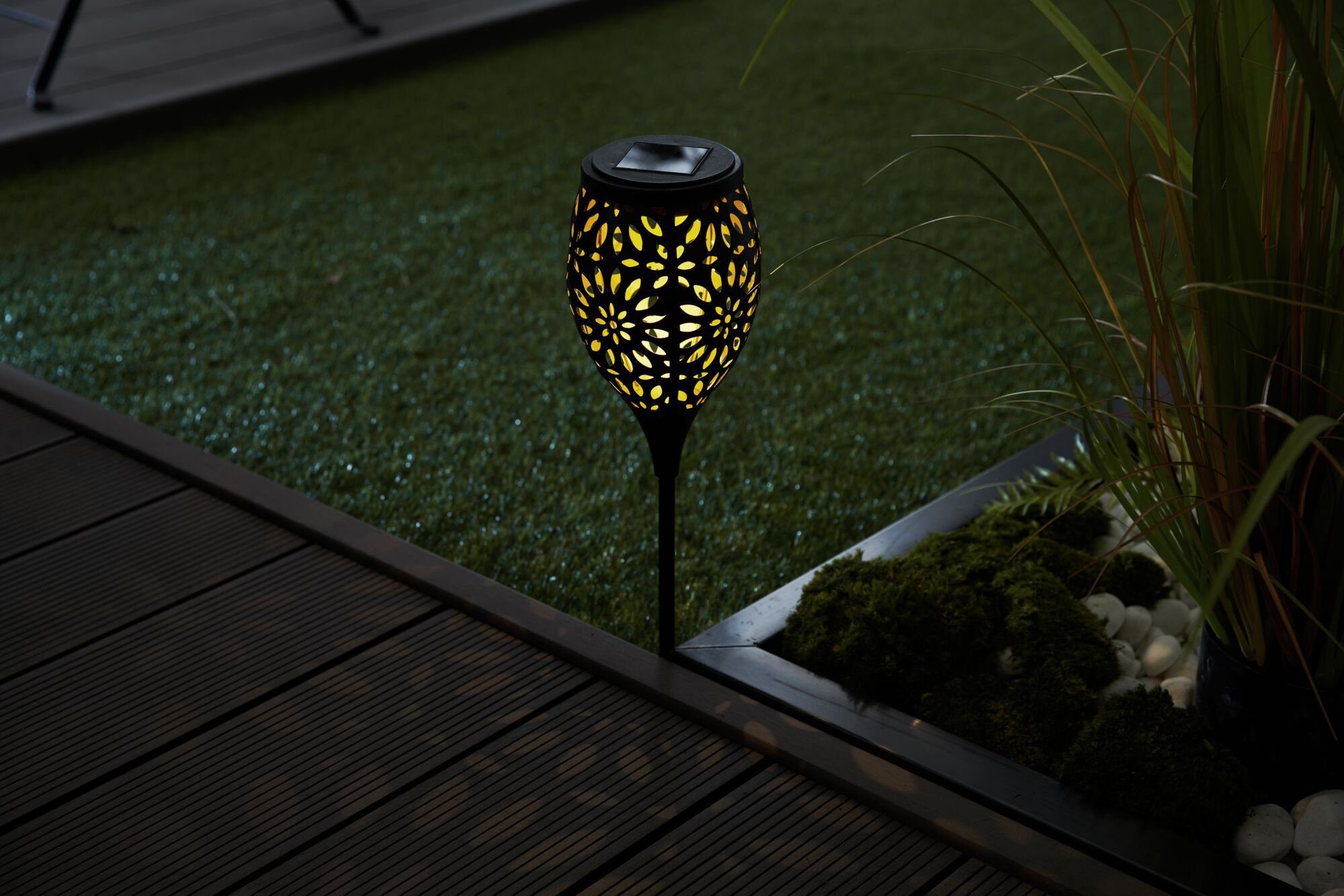 Pauleen LED Gartenleuchte Solarbetrieben, Erdspieß Warmweiß, LED-Modul, LED Flower, Sunshine fest integriert