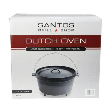 PROREGAL® Grilltopf Dutch Oven ca. 8 Liter / 9 Qt mit Füßen