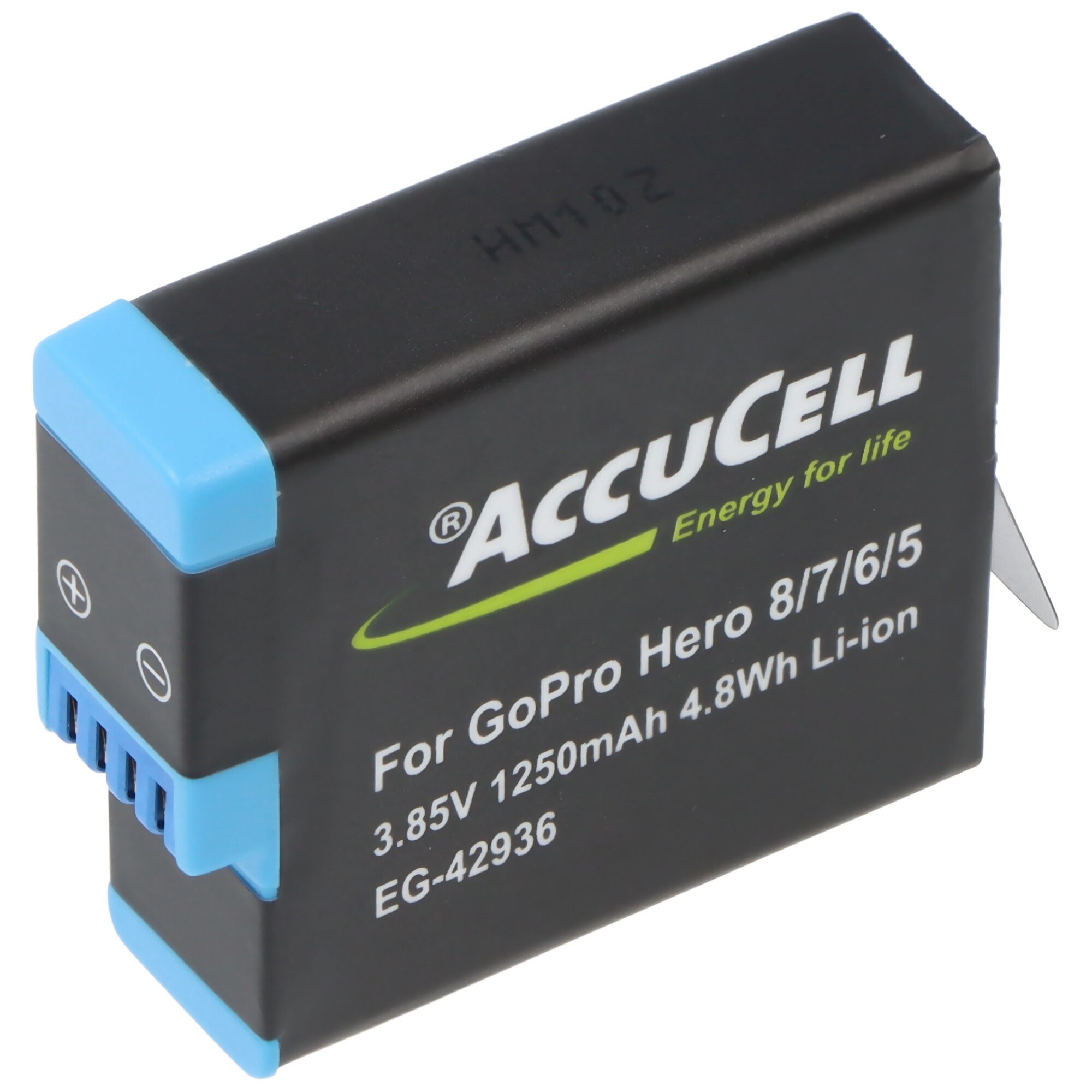 AccuCell Akku passend für GoPro Hero 8 Black und Hero 5, 6, 7 Akku 1250 mAh (3,9 V)