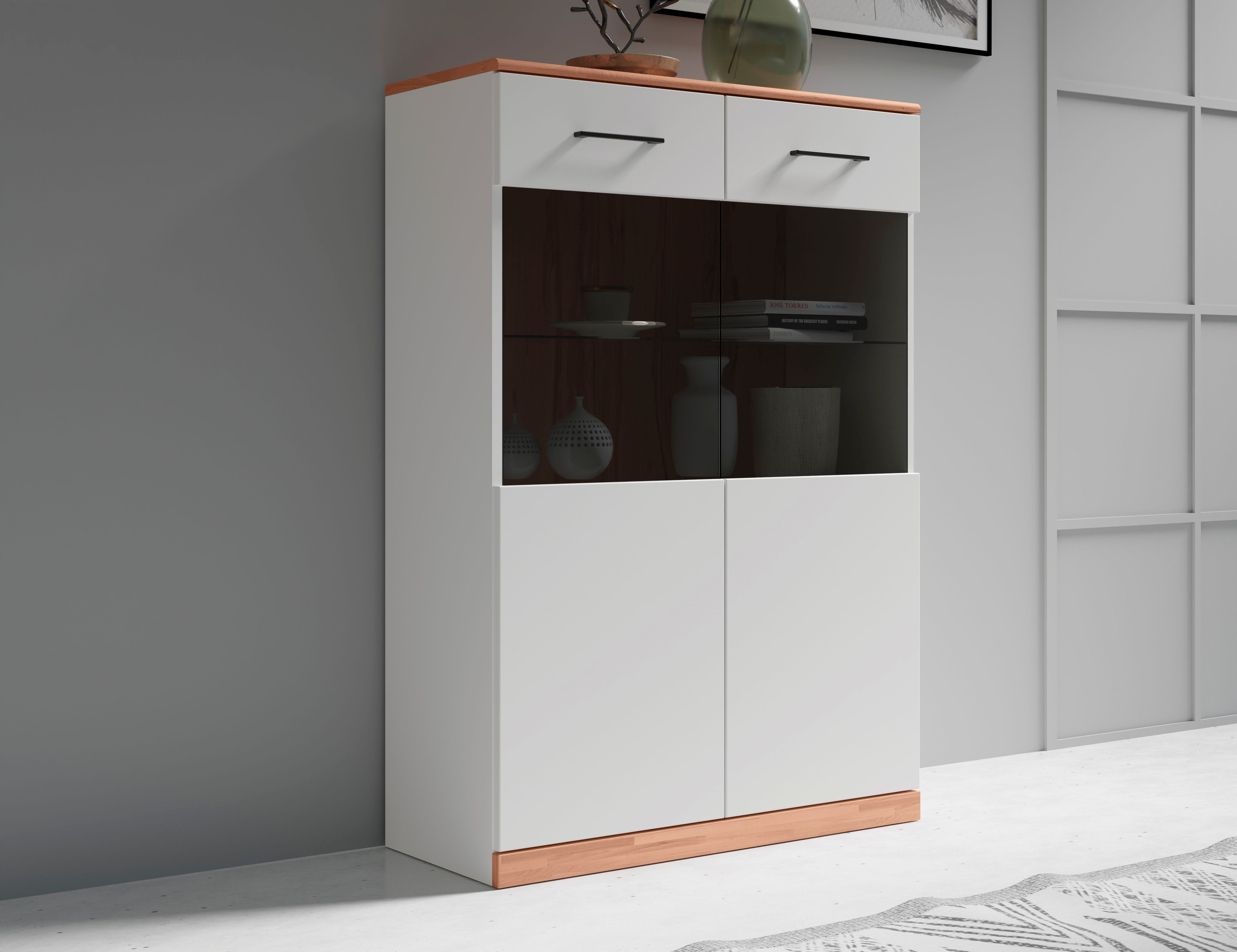 Home affaire Stauraumvitrine Ribe,125cm hoch,112cm breit,4 günstig online kaufen
