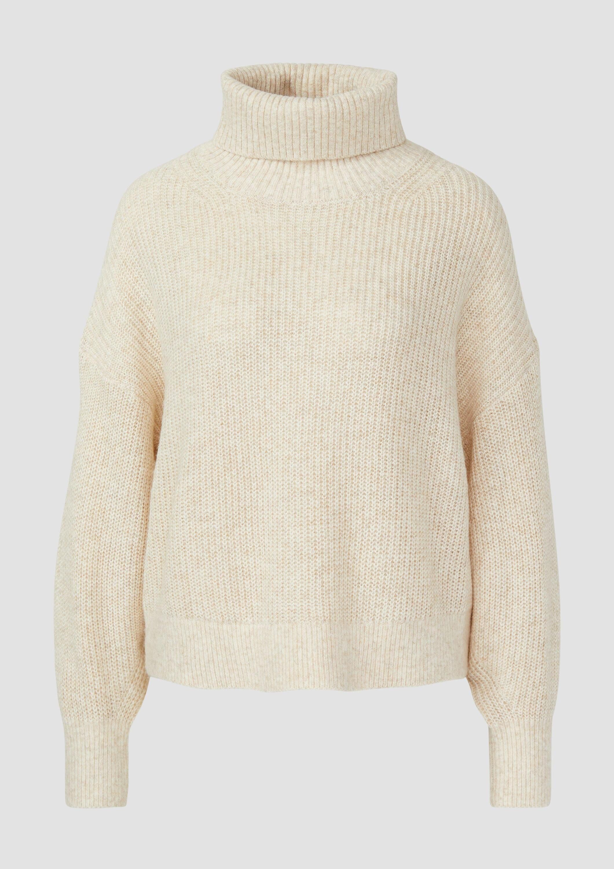 s.Oliver Longpullover Strickpullover Oversize-Strickpullover mit weiten Ärmeln und Rollkragen