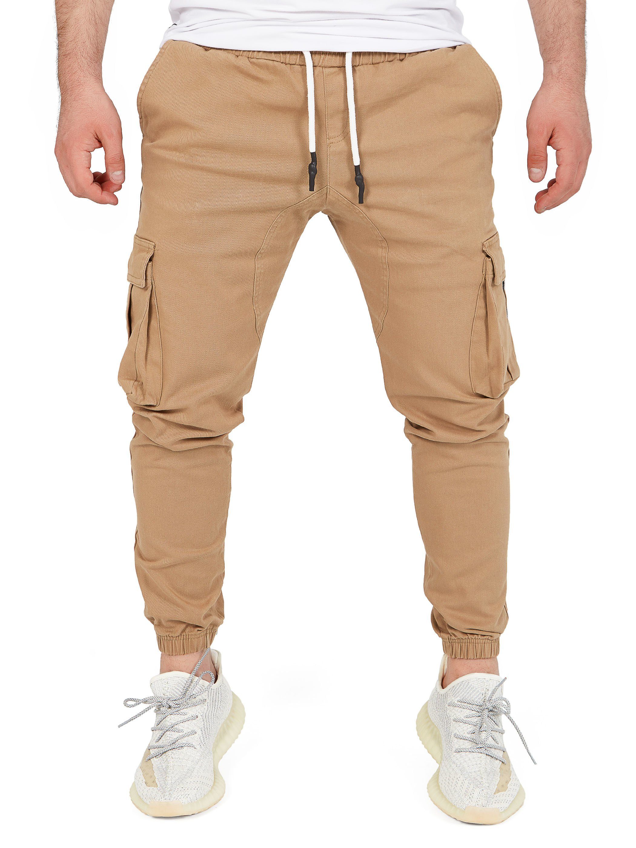 Pittman Cargohose Cargohosen Herren Chino Giga mit elastischem Bund, Cargotaschen