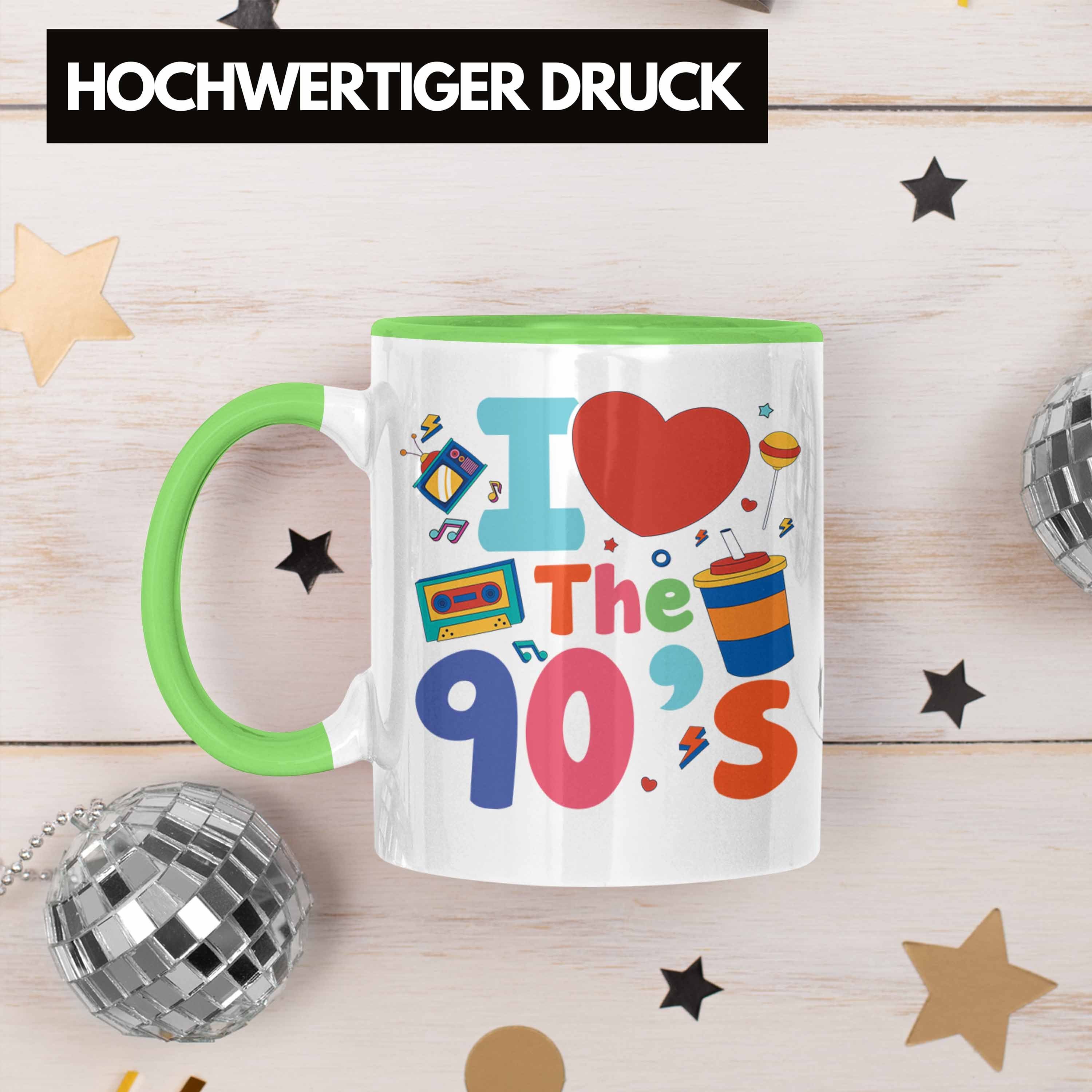 Trendation 90er Geschenkidee The Trendation Geschenk Jahre Party - I 90's Love Neunziger Tasse Tasse Grün