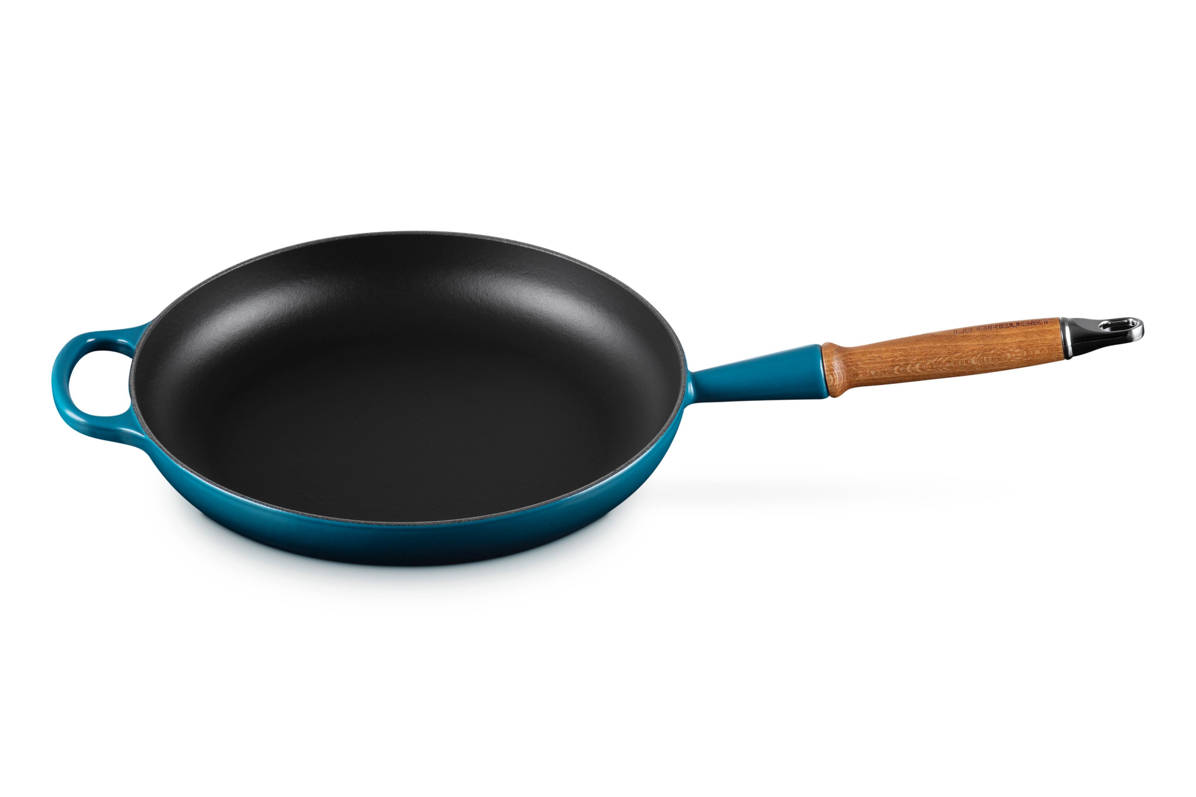 LE CREUSET Bratpfanne Signature Gusseisen mit Holzgriff, Gusseisen, 28 cm Deep Teal, 20258286420422