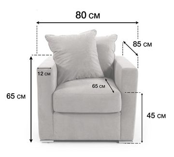 AMARIS Elements Cocktailsessel Sessel 'Paul' Loungesessel mit Samt od. Stoff-Bezug Wohnzimmer 80x85cm, Die perfekte Ergänzung zu unseren Sofas