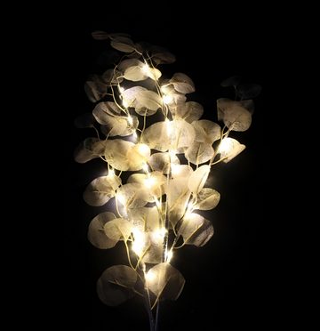 Dekoleidenschaft LED-Leuchtzweig Dekozweig "Soft" in creme, 90 cm, mit LED Beleuchtung, Kunstzweig, Kunstpflanze, Dekobündel, Blätterdeko, Leuchtdeko, Kunstast, Deko Ast