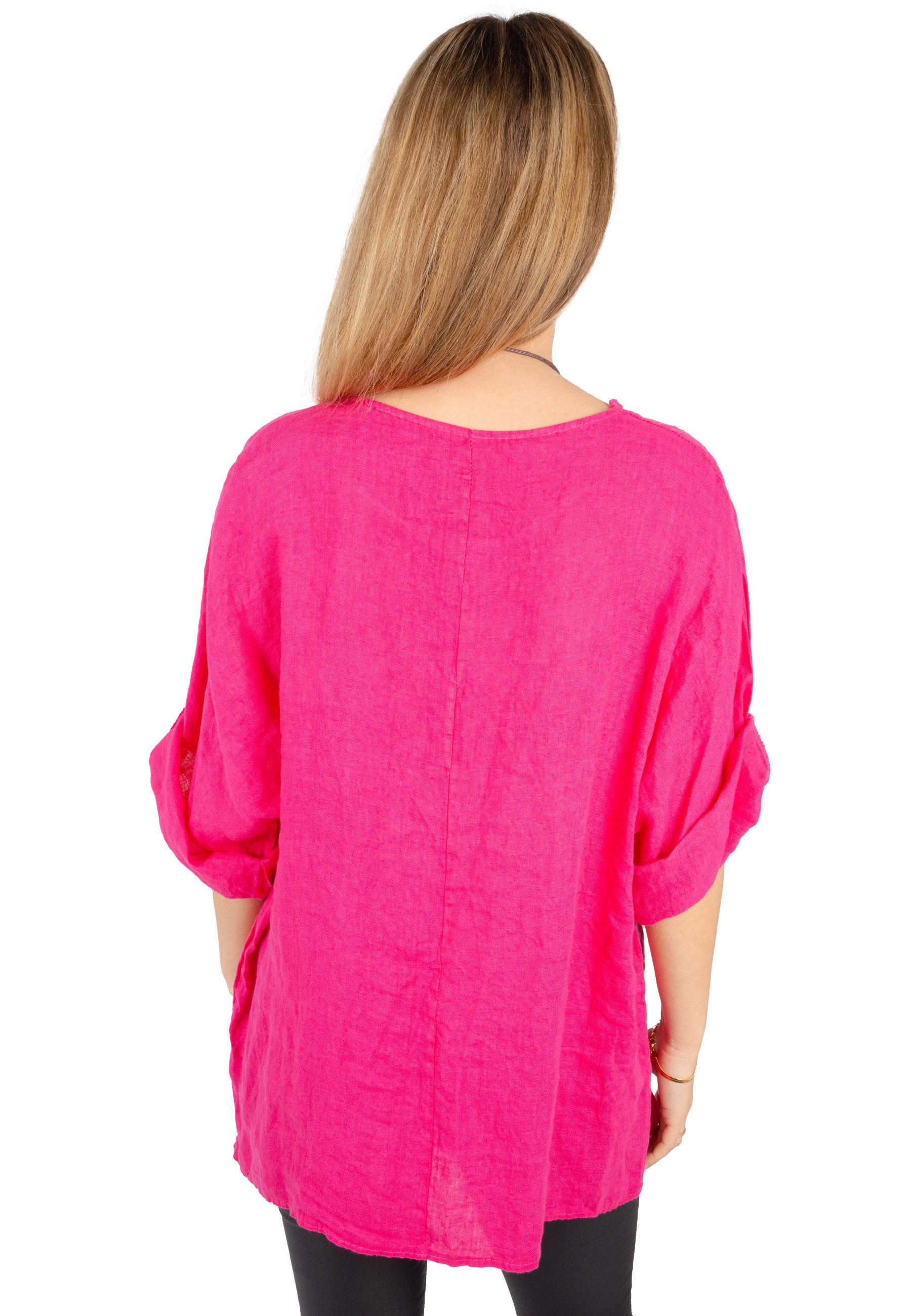 Seasons of April Kurzarmbluse Oversized Lina Weit geschnittene Leinenbluse günstig online kaufen