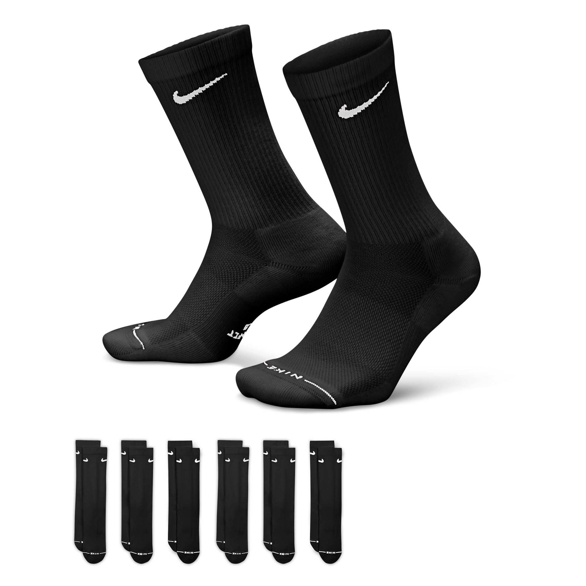 Nike Sportsocken U NK ED ELVD CRW 6P - 144 für sportliche Aktivitäten, für verschiedene Sportarten