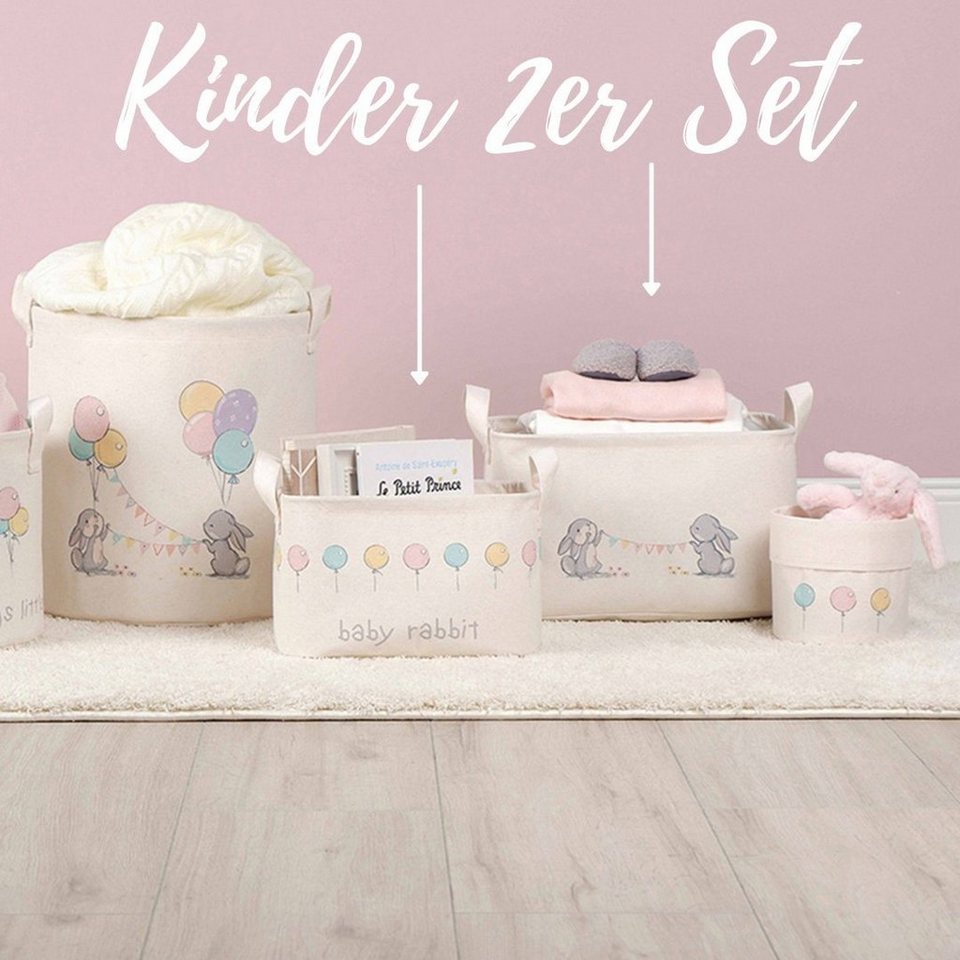 Ocean Home textile Aufbewahrungskorb Spielzeugkorb 2er Set, Dekokörbe  Kinderzimmer Babykörbe (2 St)