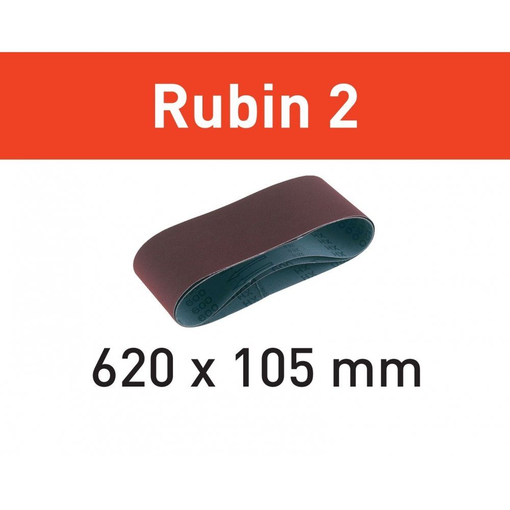 FESTOOL Schleifpapier Schleifband L620X105-P80 RU2/10 Rubin 2 (499151), 10 Stück