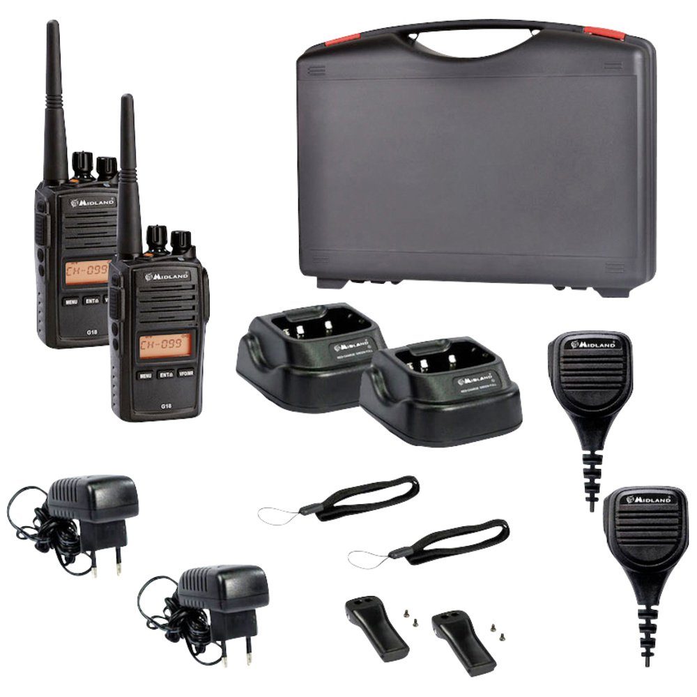 Walkie Talkie Midland G18 Pro 2er Koffer m. MA 25-M Security C1145.S1 PMR-Handfunkge