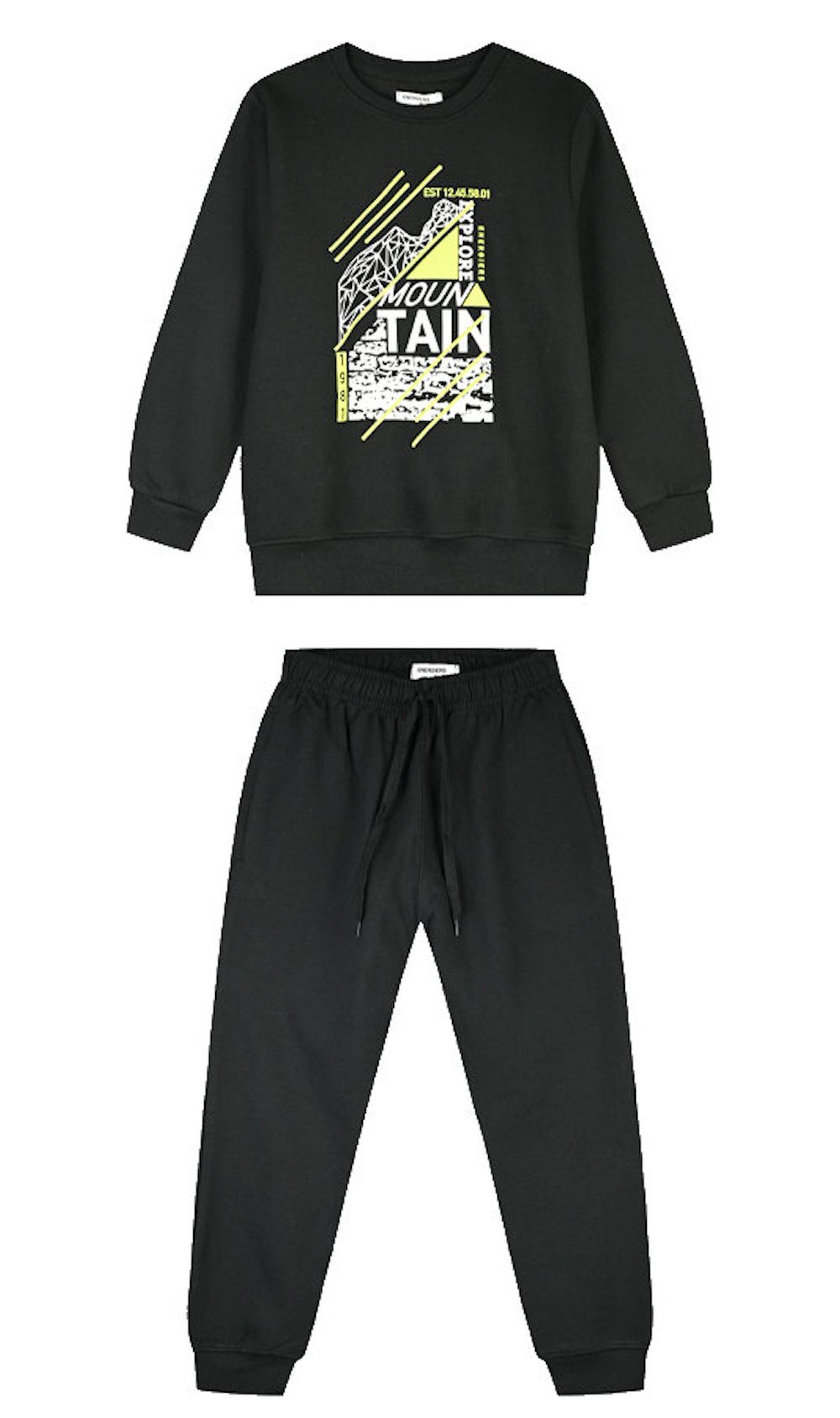 ENERGIERS Jogginganzug ENERGIERS Jungen Jogginganzug Sweatshirt Jogginghose black (2-tlg., 2 teilig)