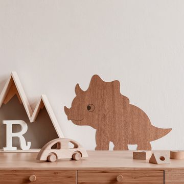 WANDStyle Wanddekoobjekt "Dino Triceratops" aus Holz, Mahagoni-Furnier